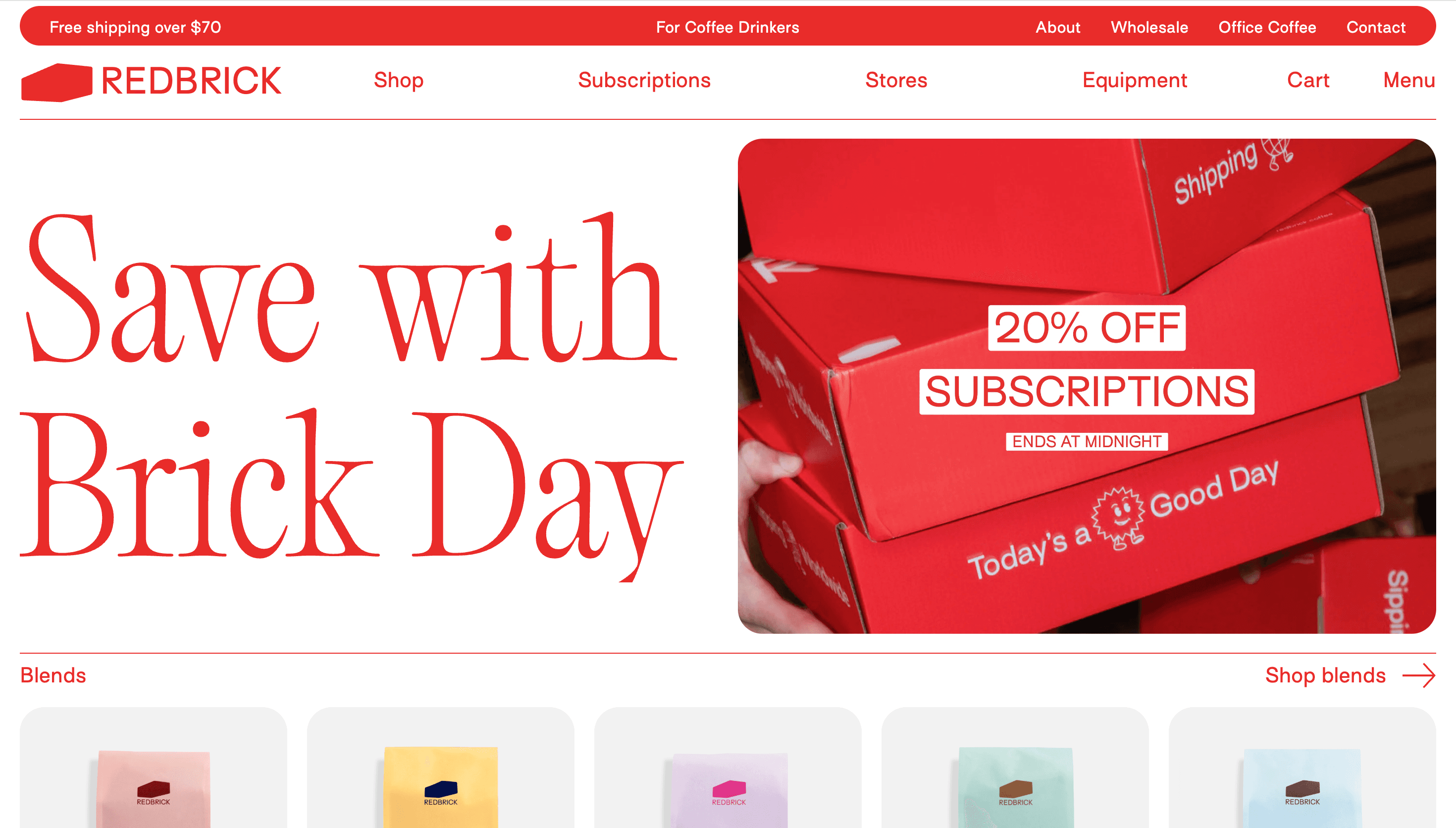 Redbrick Coffee — Food, Branding website design