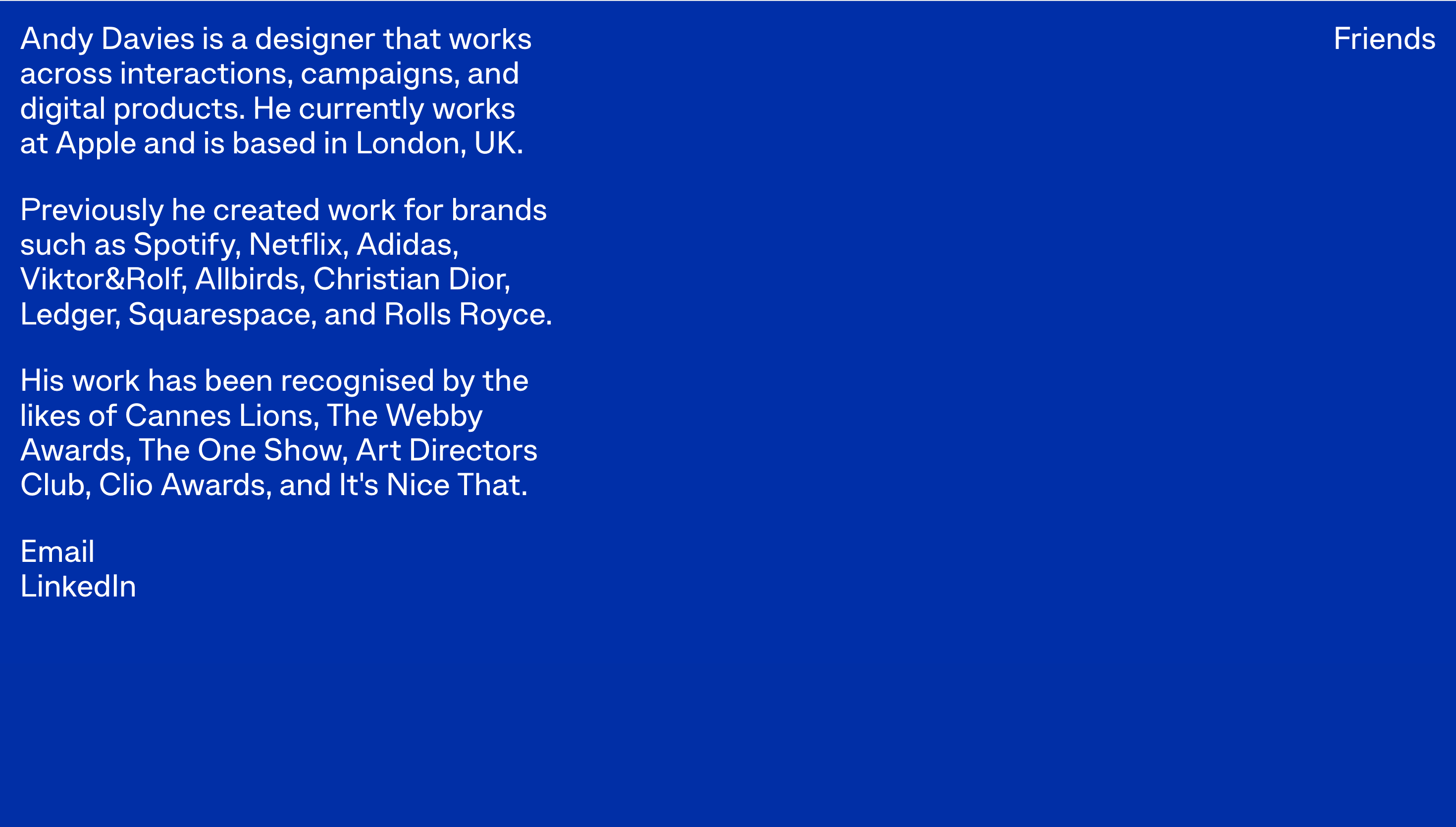 Andy Davies — Designer, Interactive website design