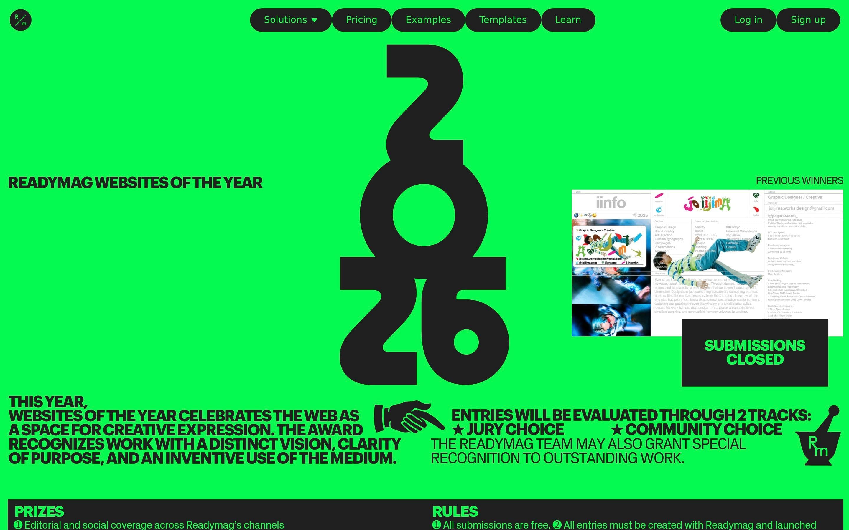 Readymag Websites of the Year — Award, Bold website design