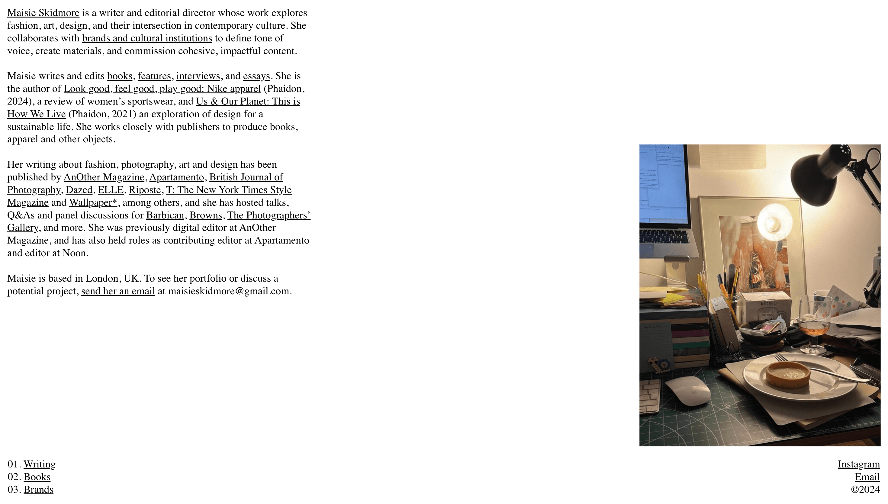 Maisie Skidmore — Fashion, Art website design