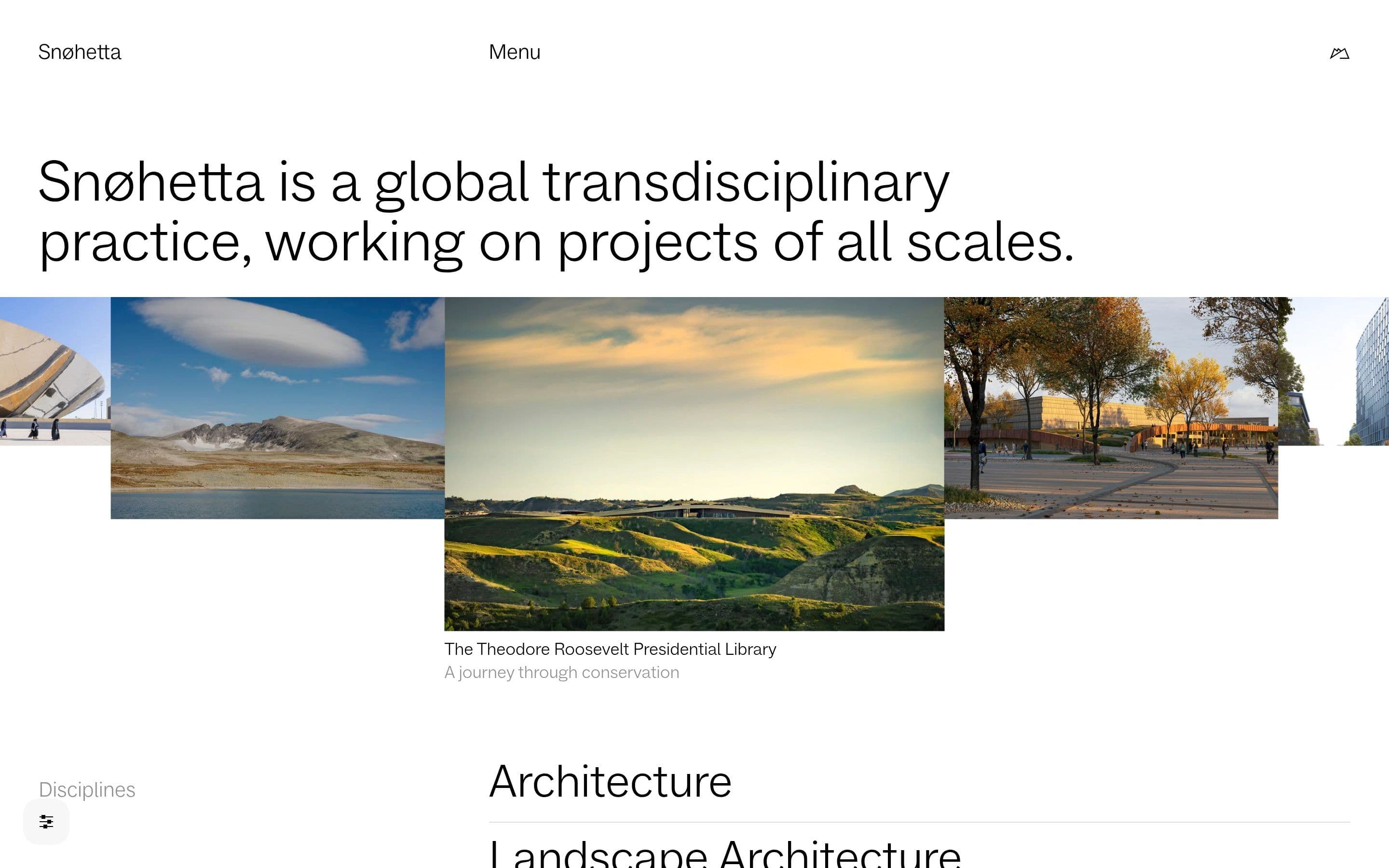 Snøhetta — Agency, Studio website design