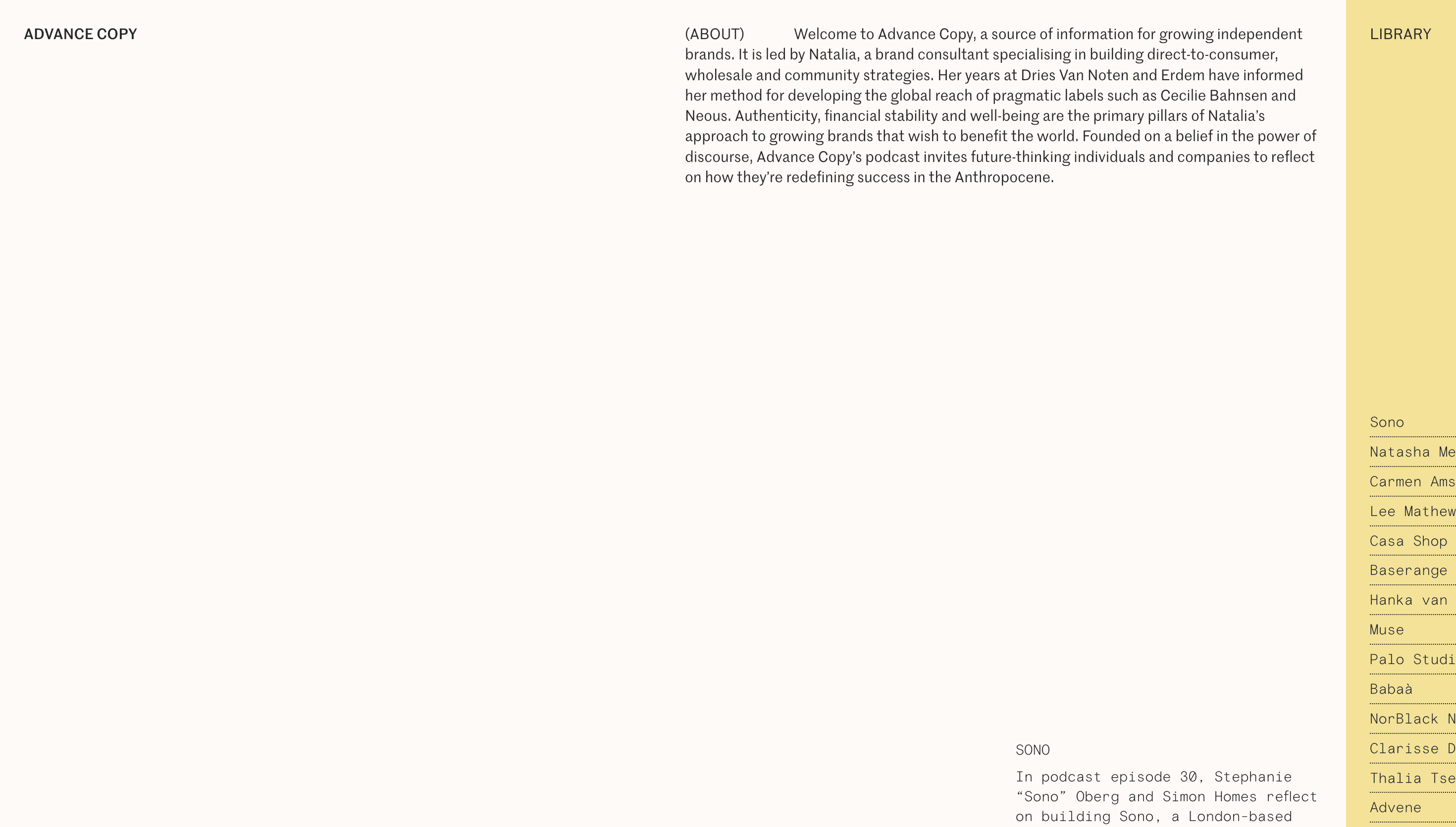 Advance Copy — Fashion, Branding website design