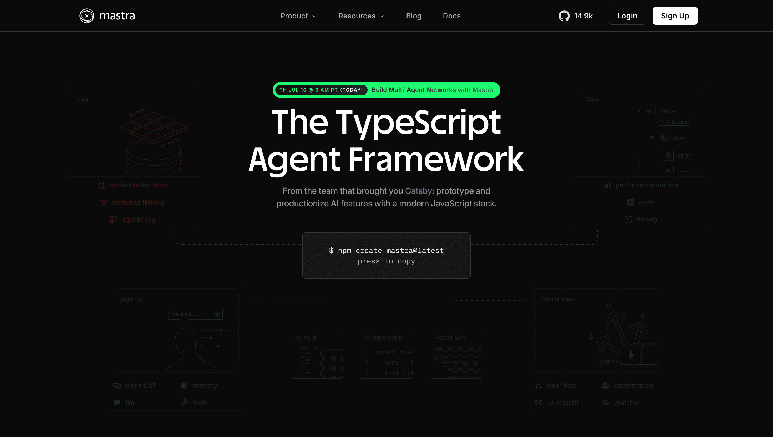 Mastra — Illustration, Product website design