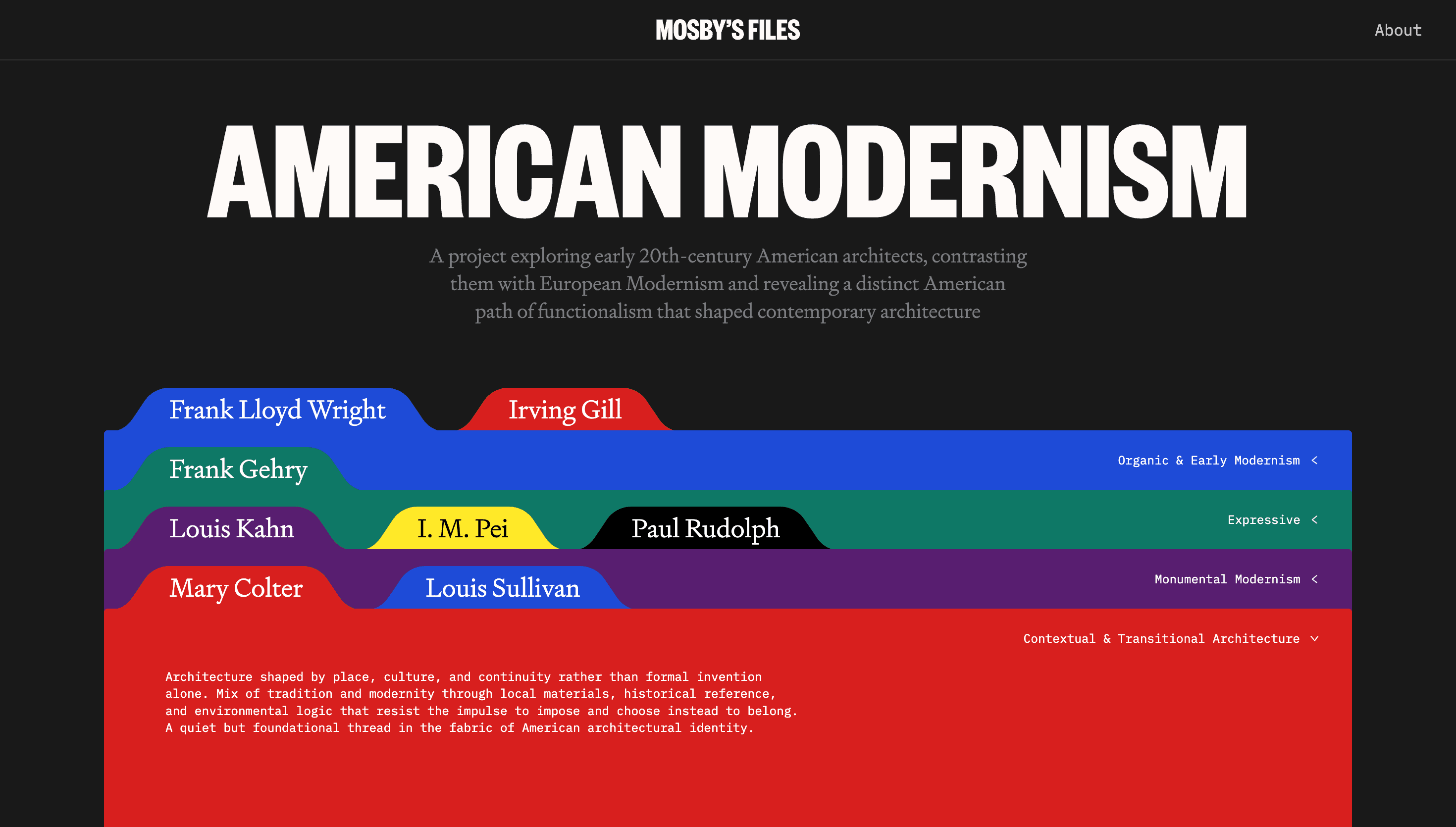 Mosby’s Files — Culture, Education website design