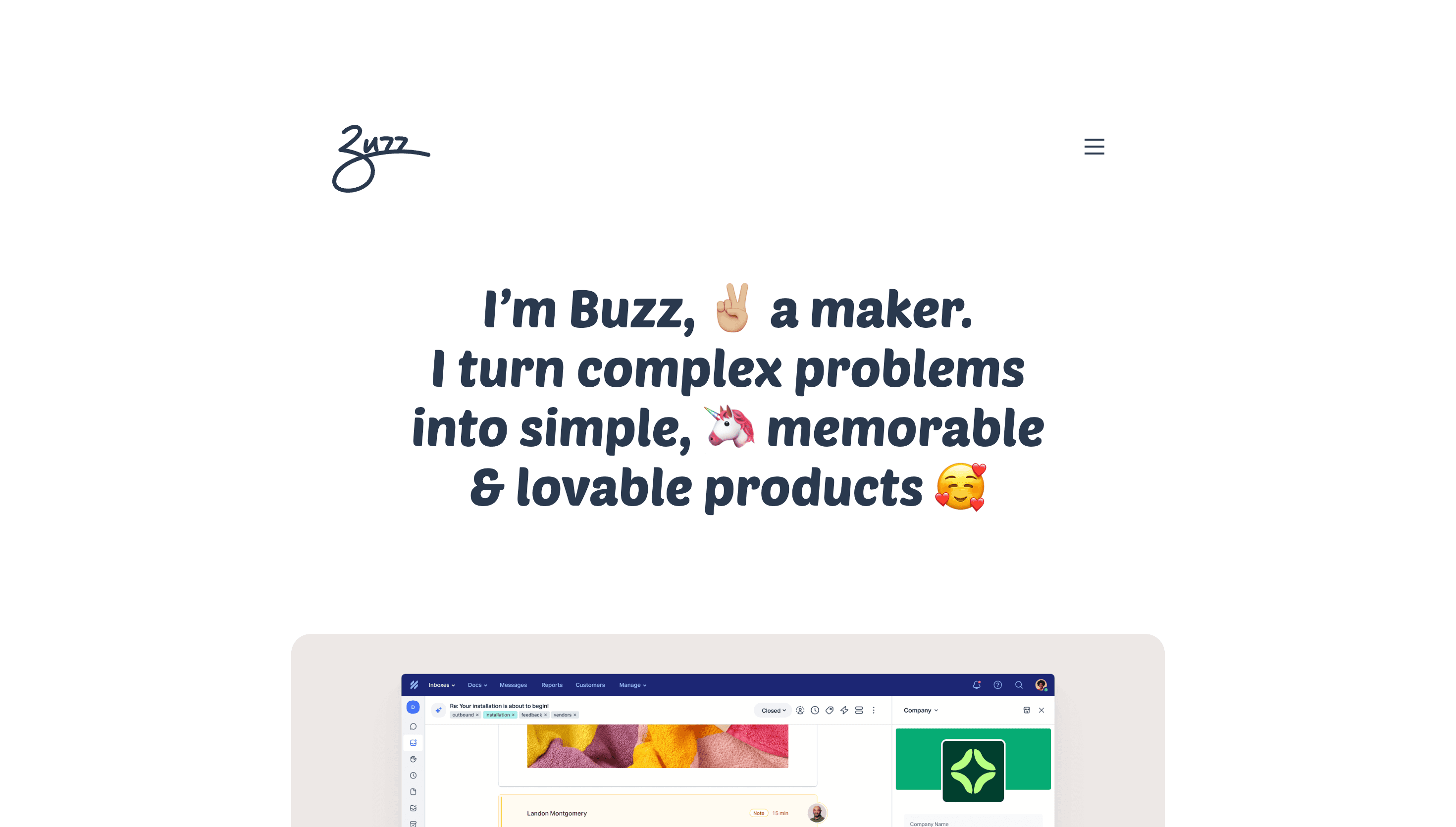 Buzz Usborne — Designer, Product website design