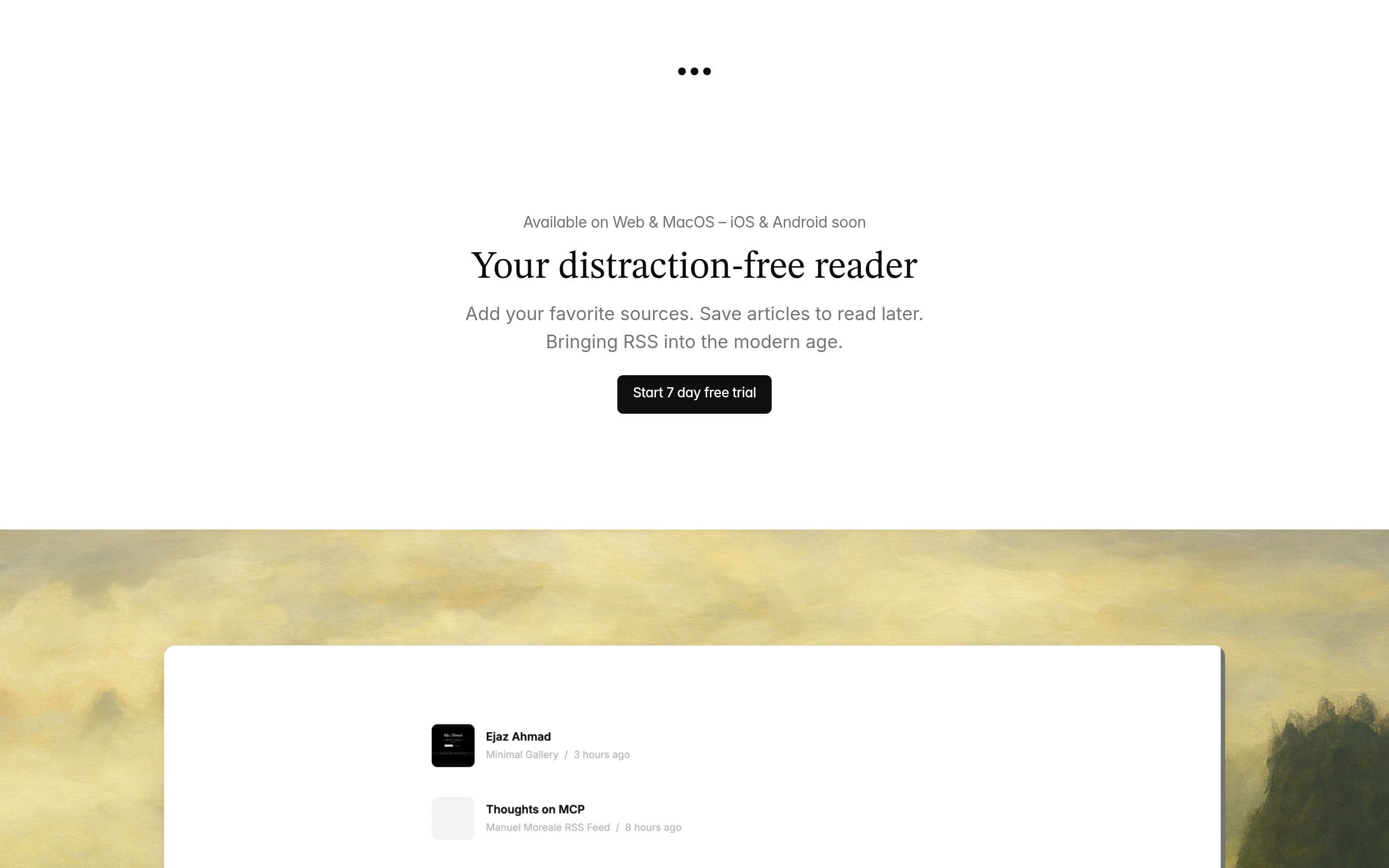 Sort – The distraction-free news reader — Productivity, Tech website design