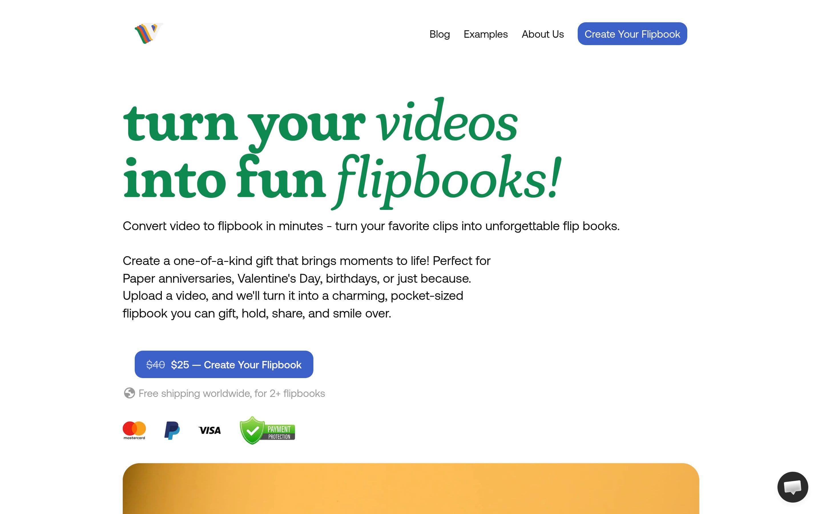 Video to Flip — E-commerce, Product website design