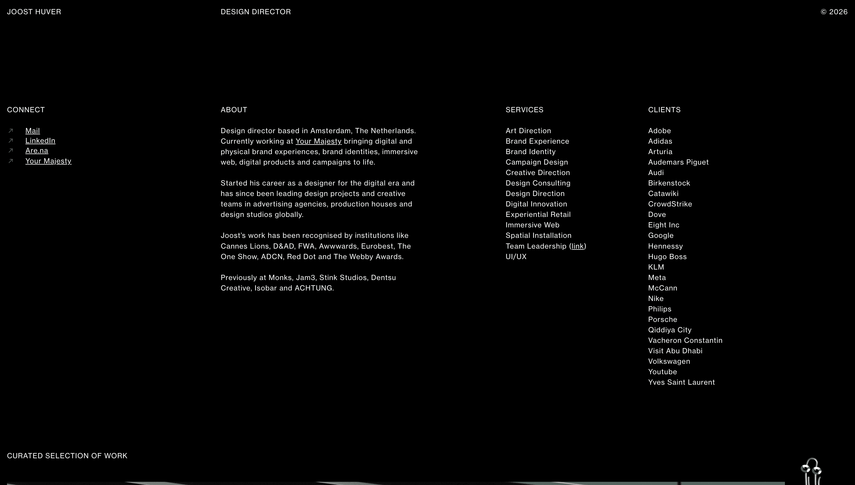 Joost Huver — Designer, Portfolio website design