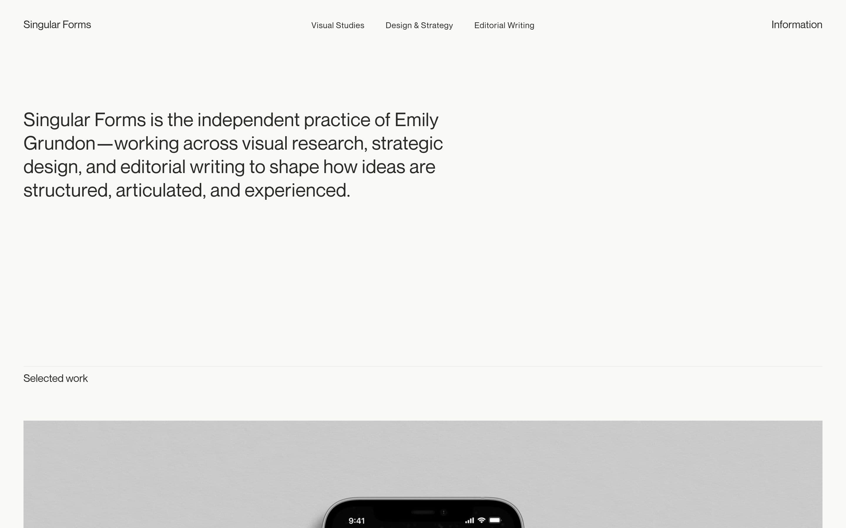 Singular Forms — Designer, Photographer website design
