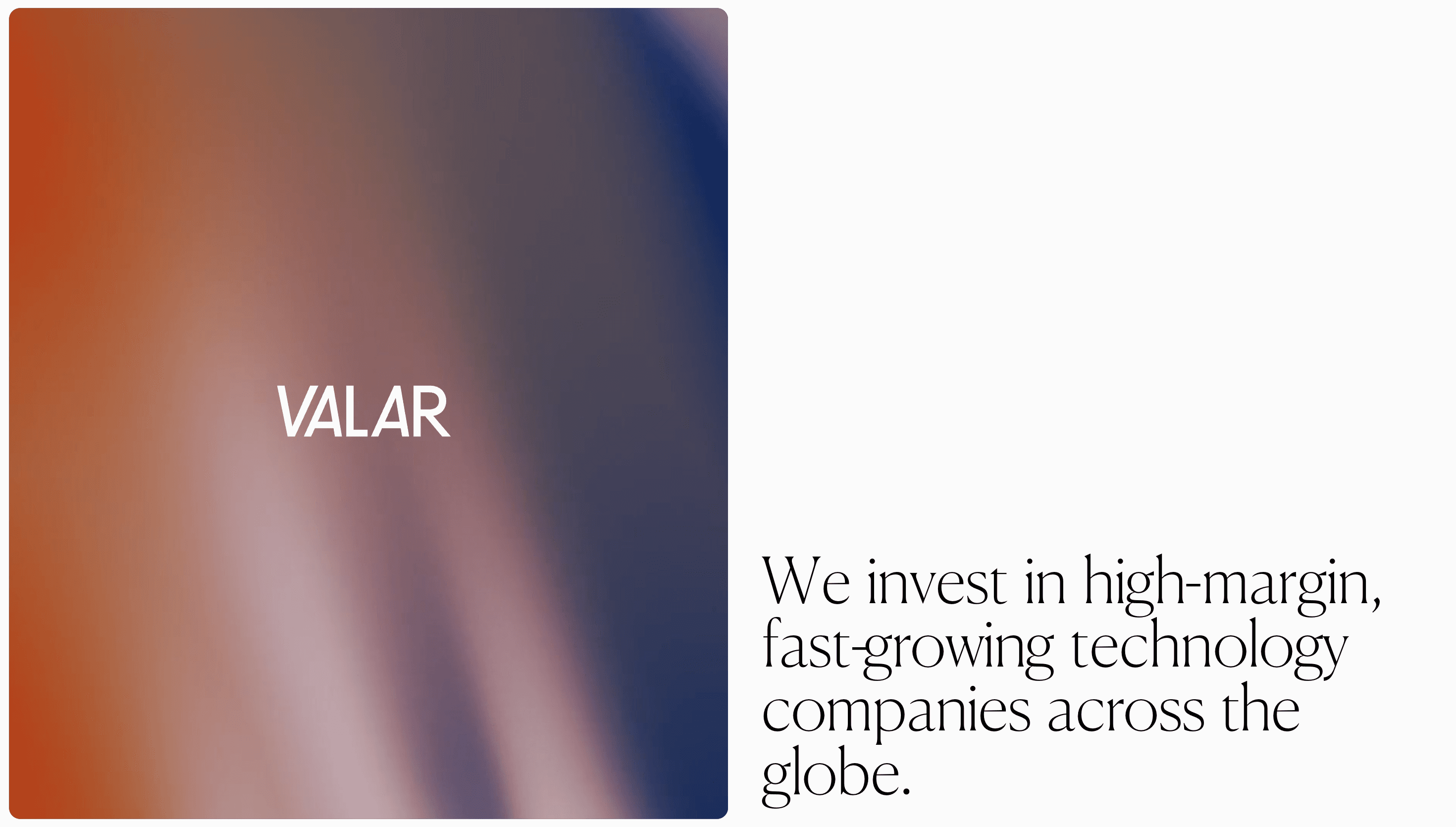 Valar — Tech, Startup website design