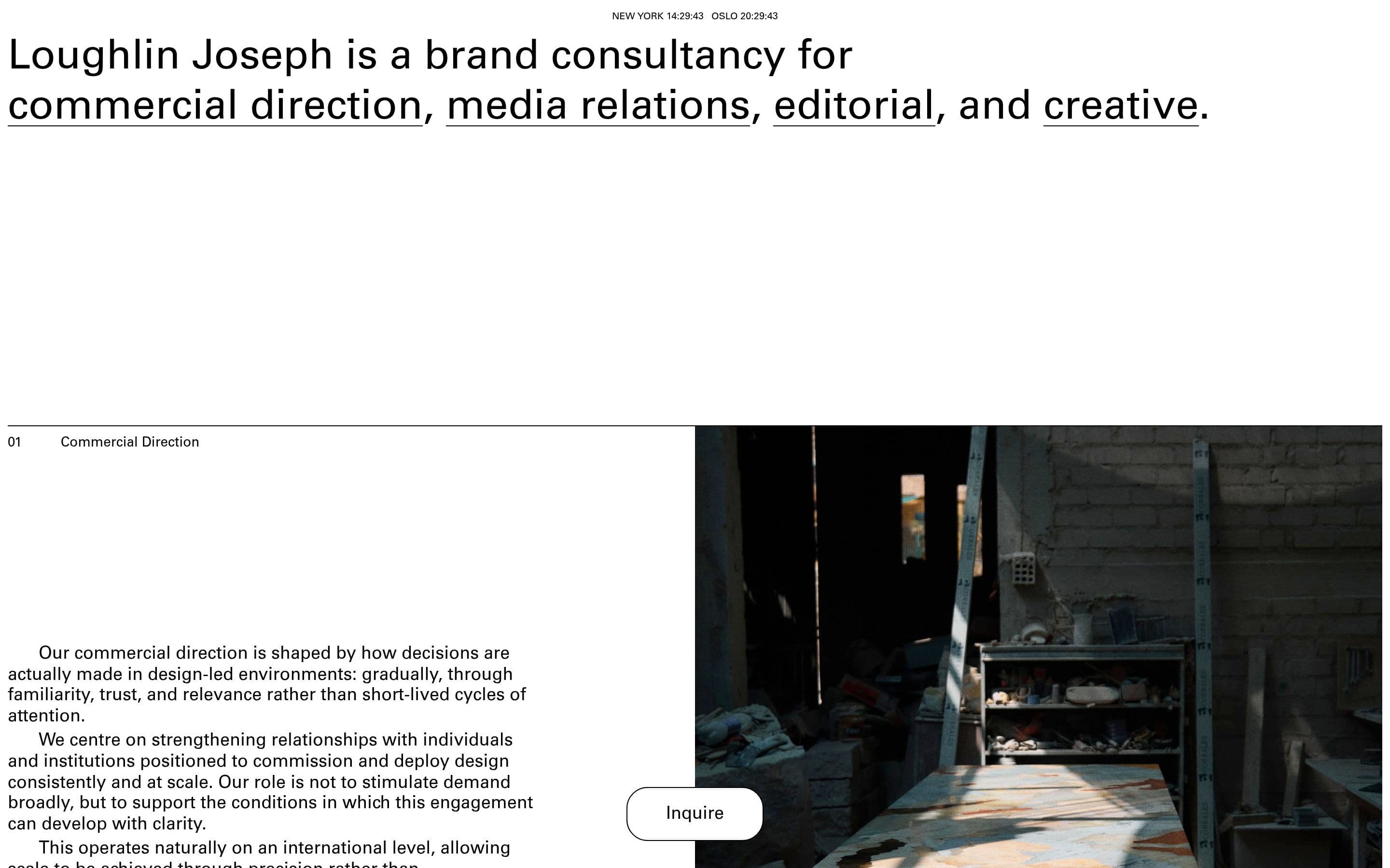 Loughlin Joseph — Agency, Studio website design