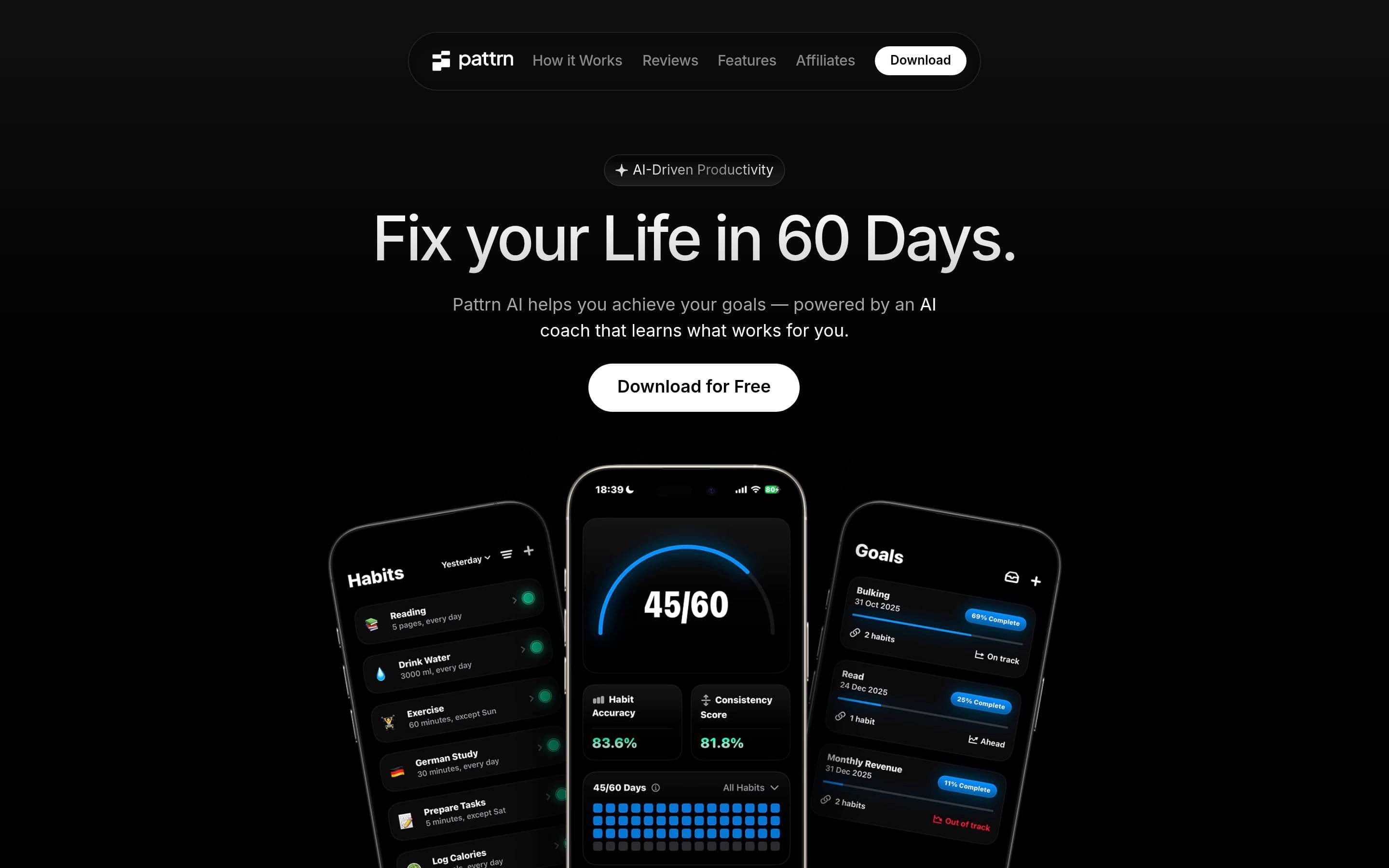 Pattrn — Habits, Productivity website design