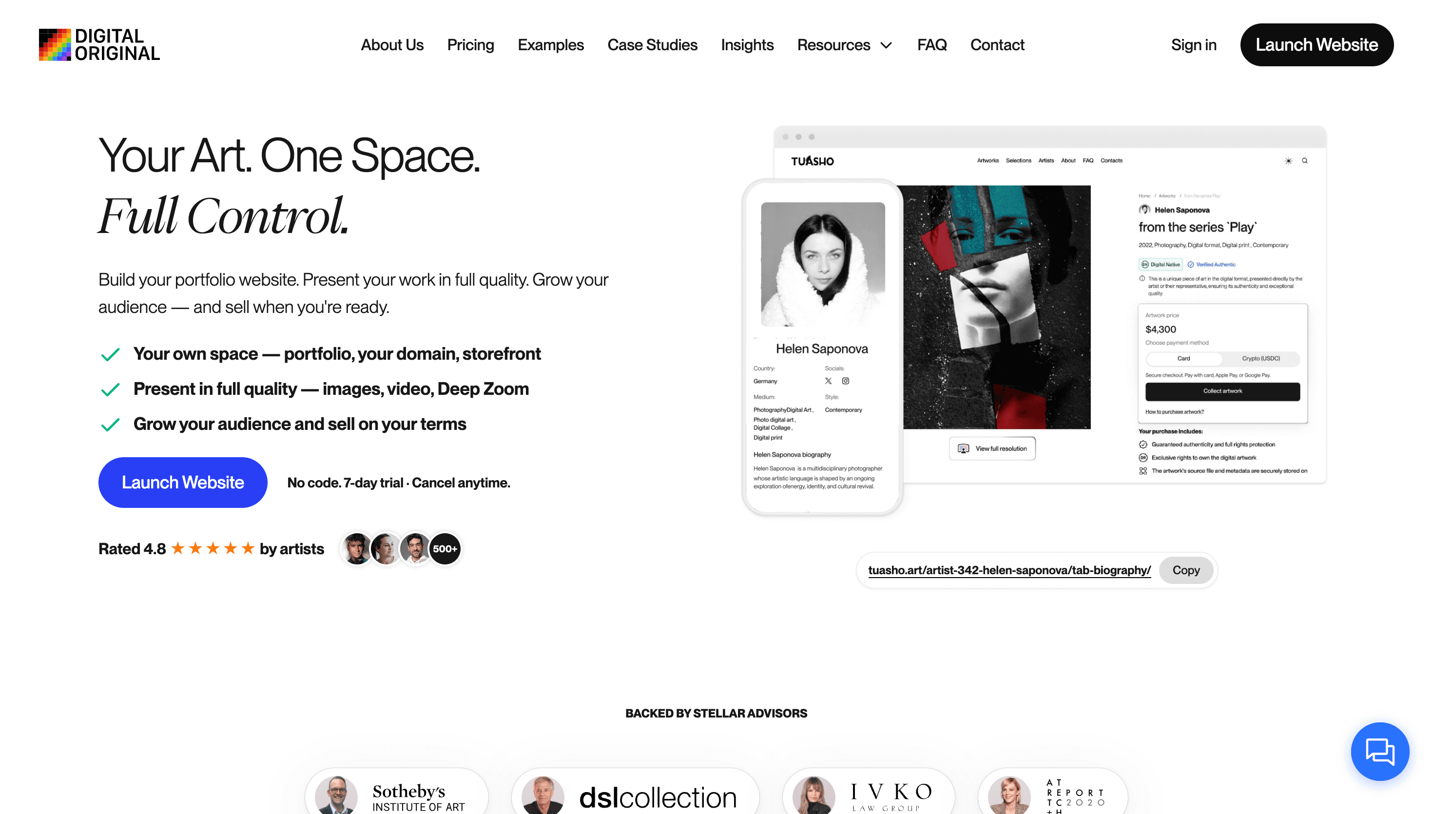 Digital Original — Art, Portfolio website design