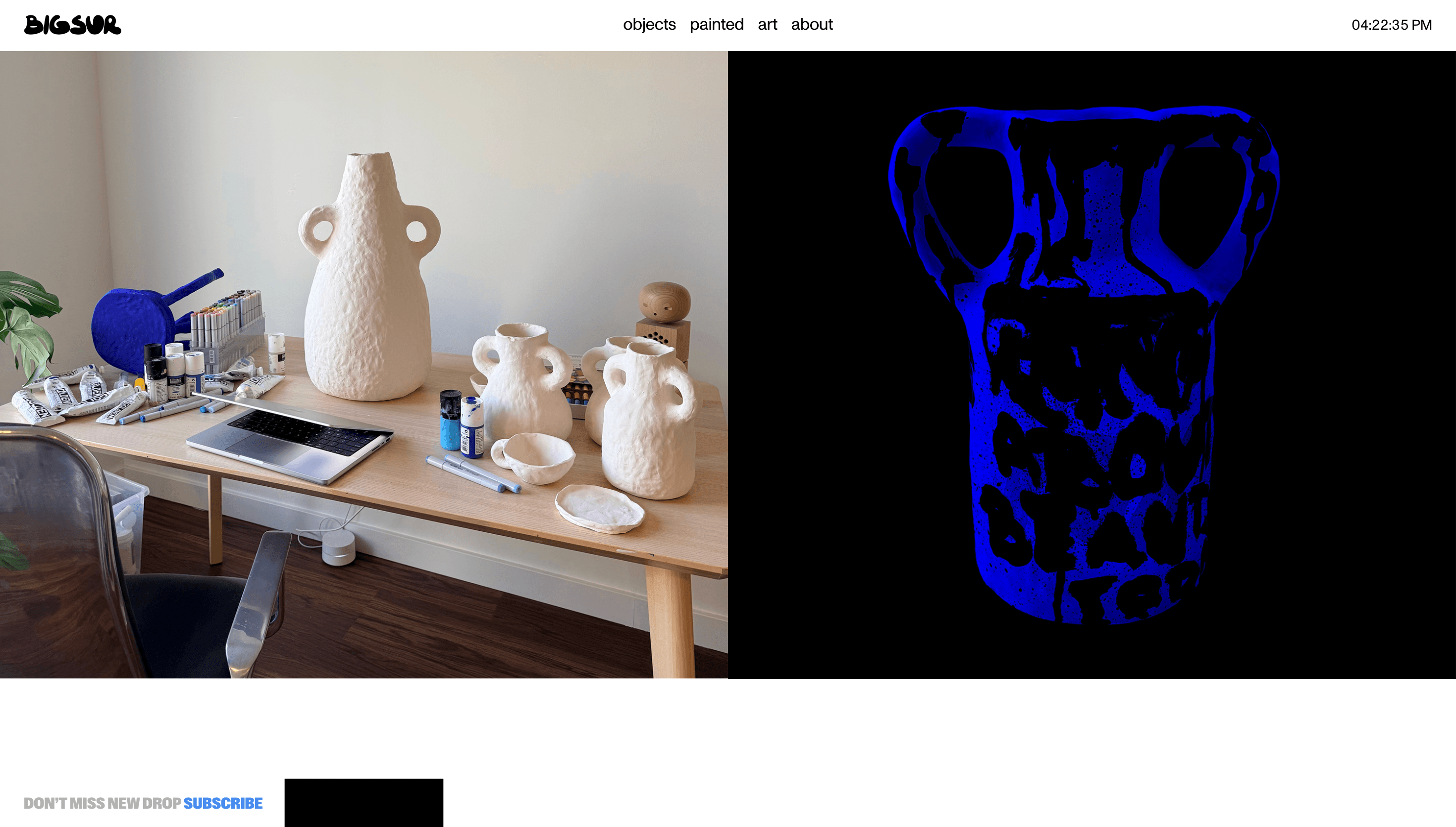 BigSur Ceramics — Art, Minimal website design