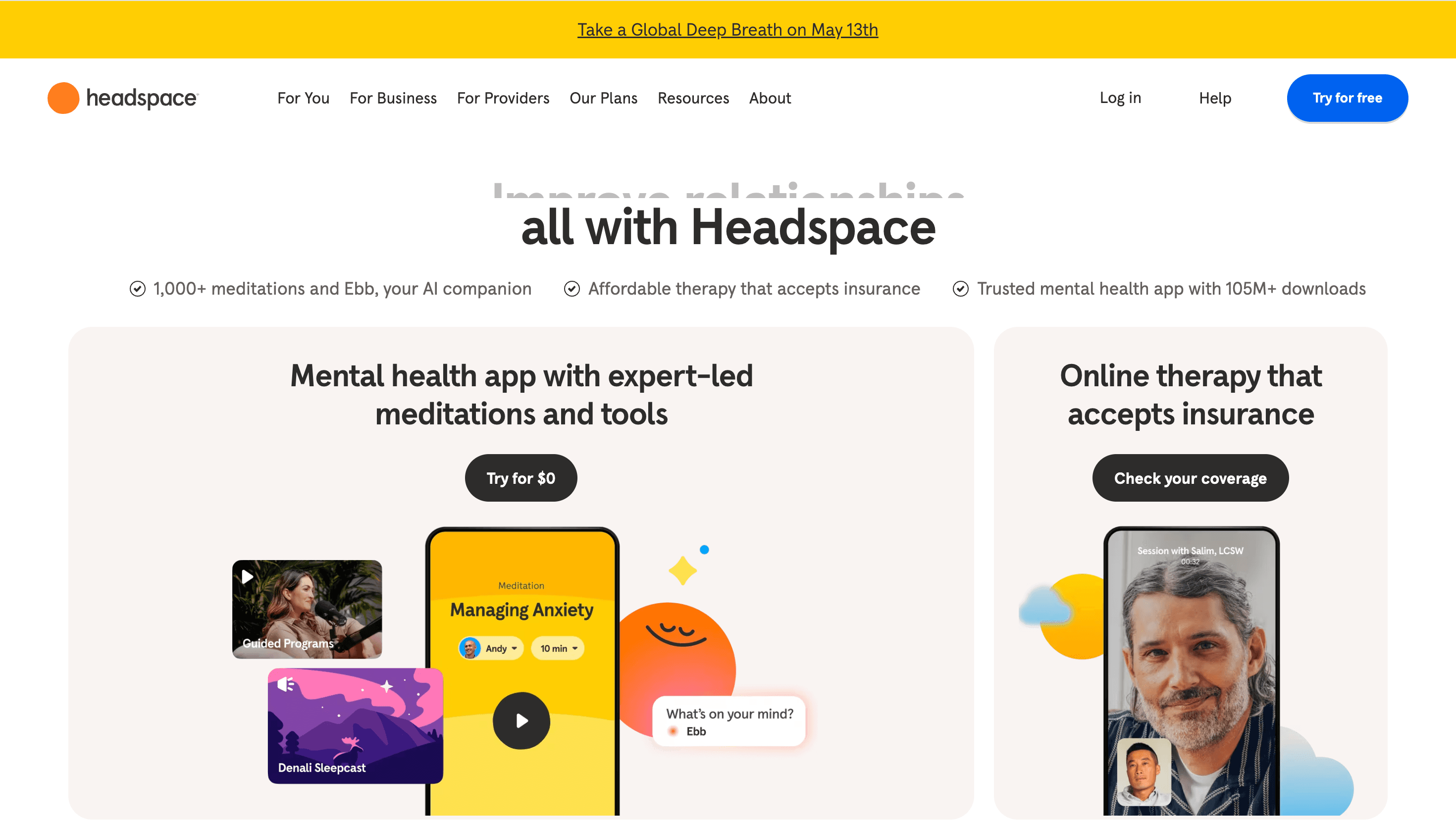 Headspace — Health, Productivity website design