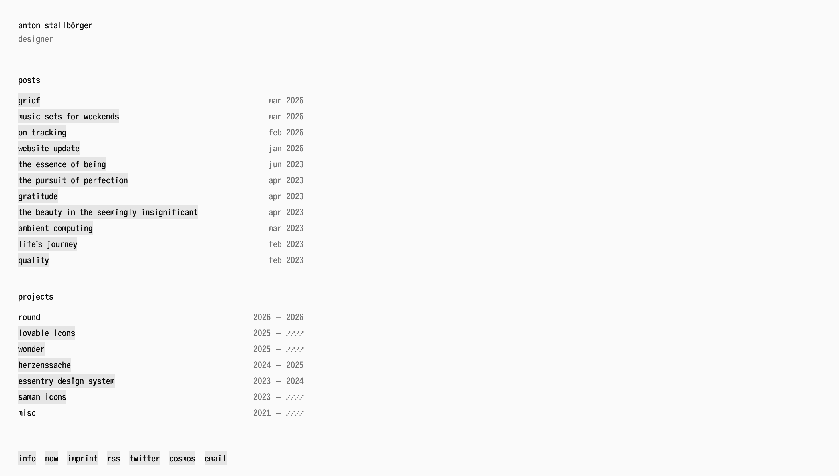 Anton Stallbörger — Designer, Personal website design