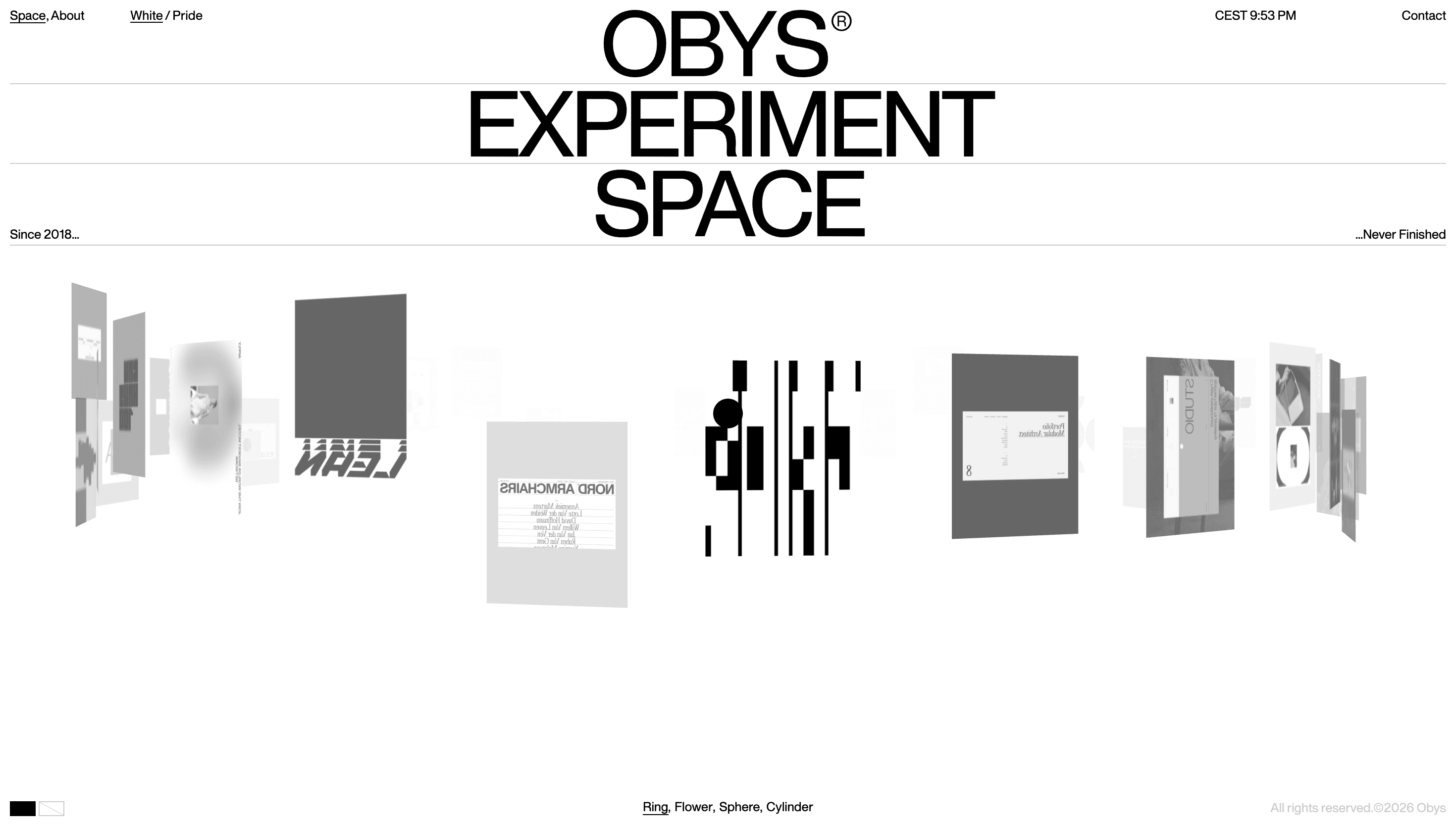 Obys Experiment Space — Animation, Motion website design