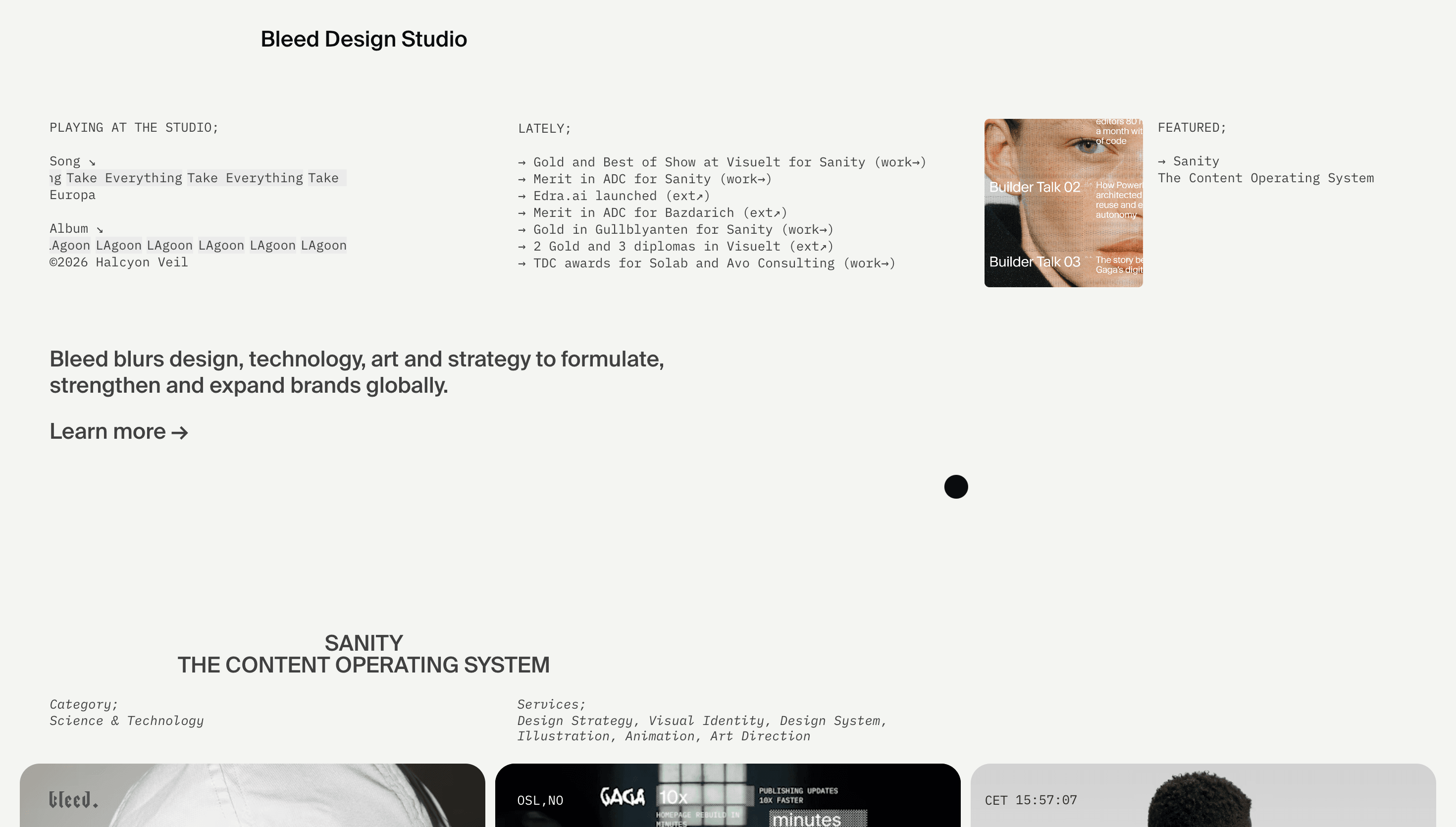 Bleed Design Studio — Agency, Studio website design