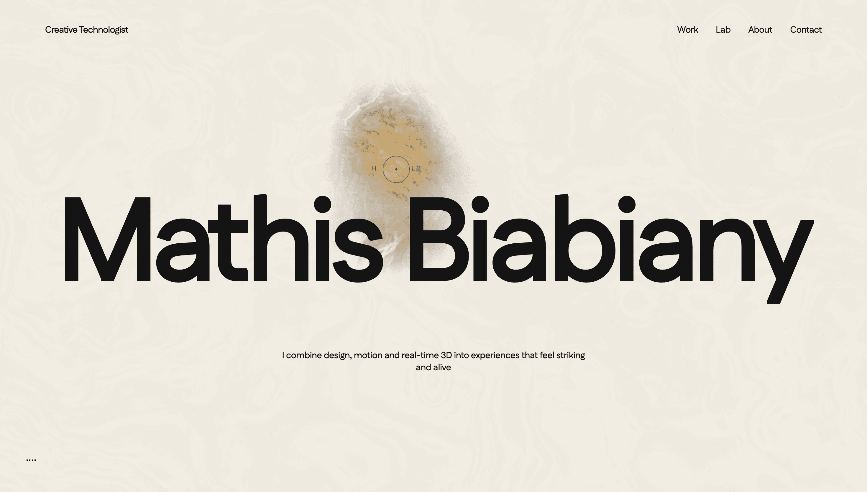 Mathis Biabiany — Animation, Three.js website design