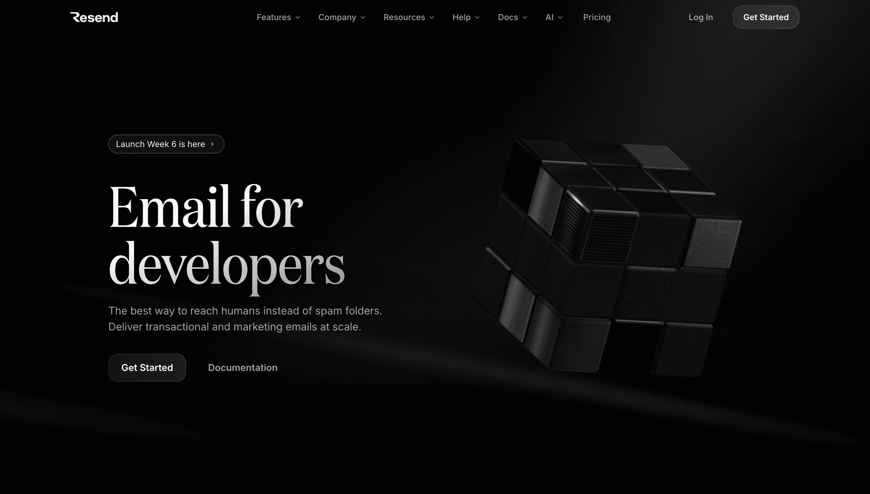 Resend — Dev, Developer website design