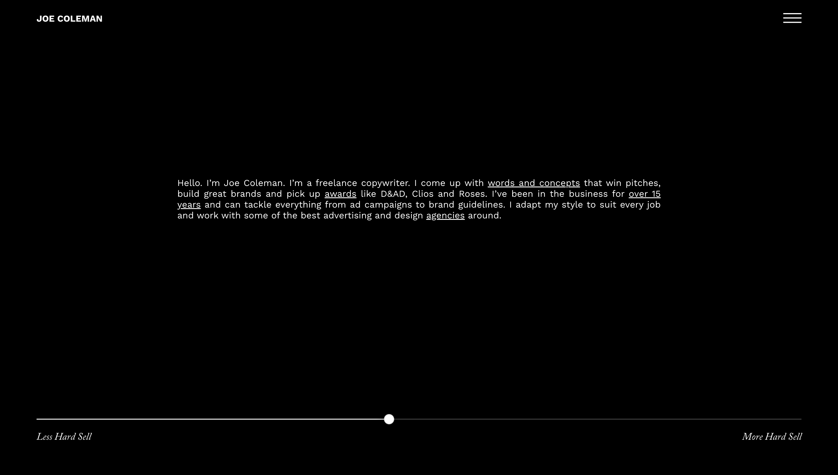 Joe Coleman — Portfolio, Personal website design