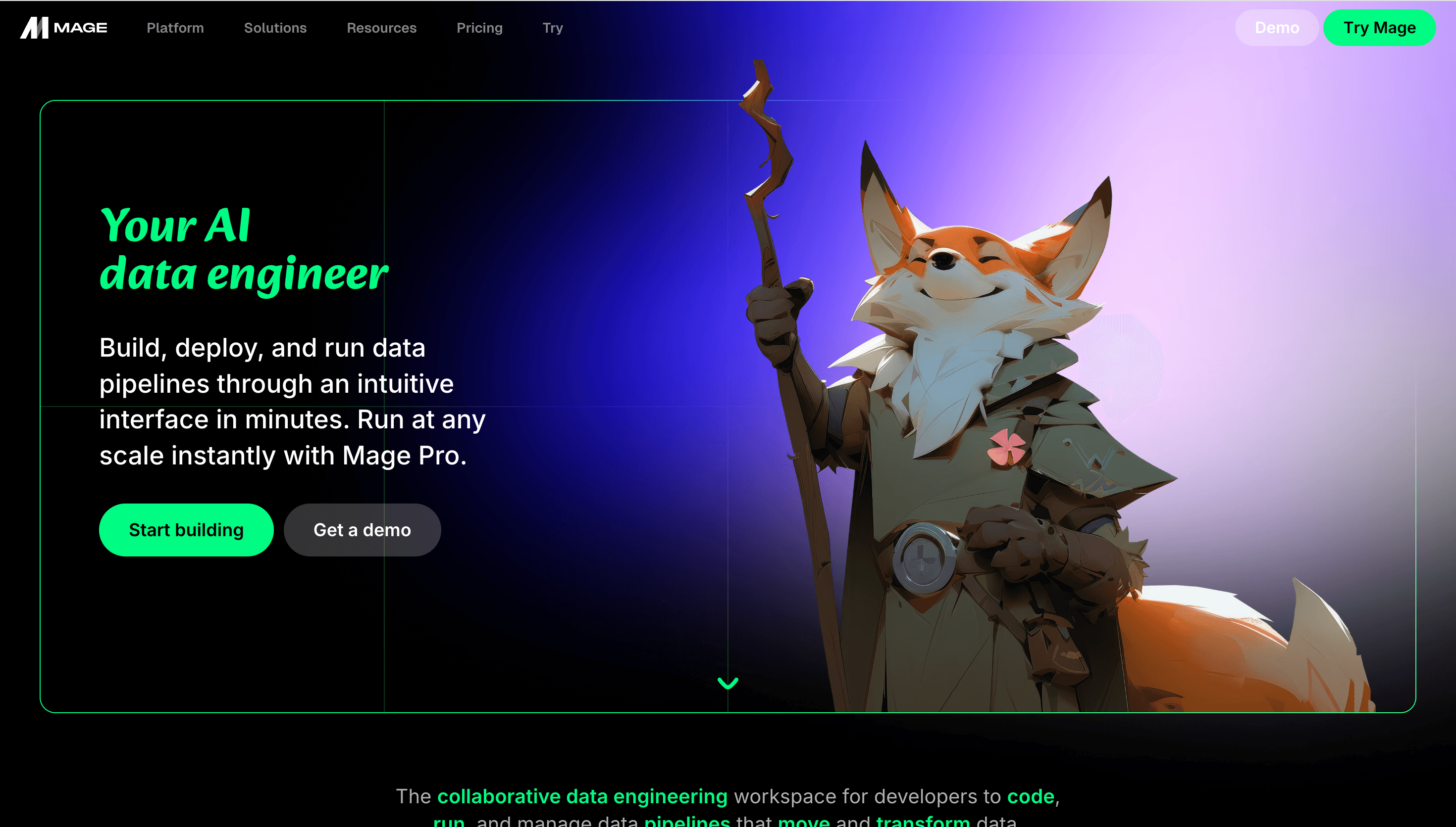 Mage AI — Tech, Workflow website design