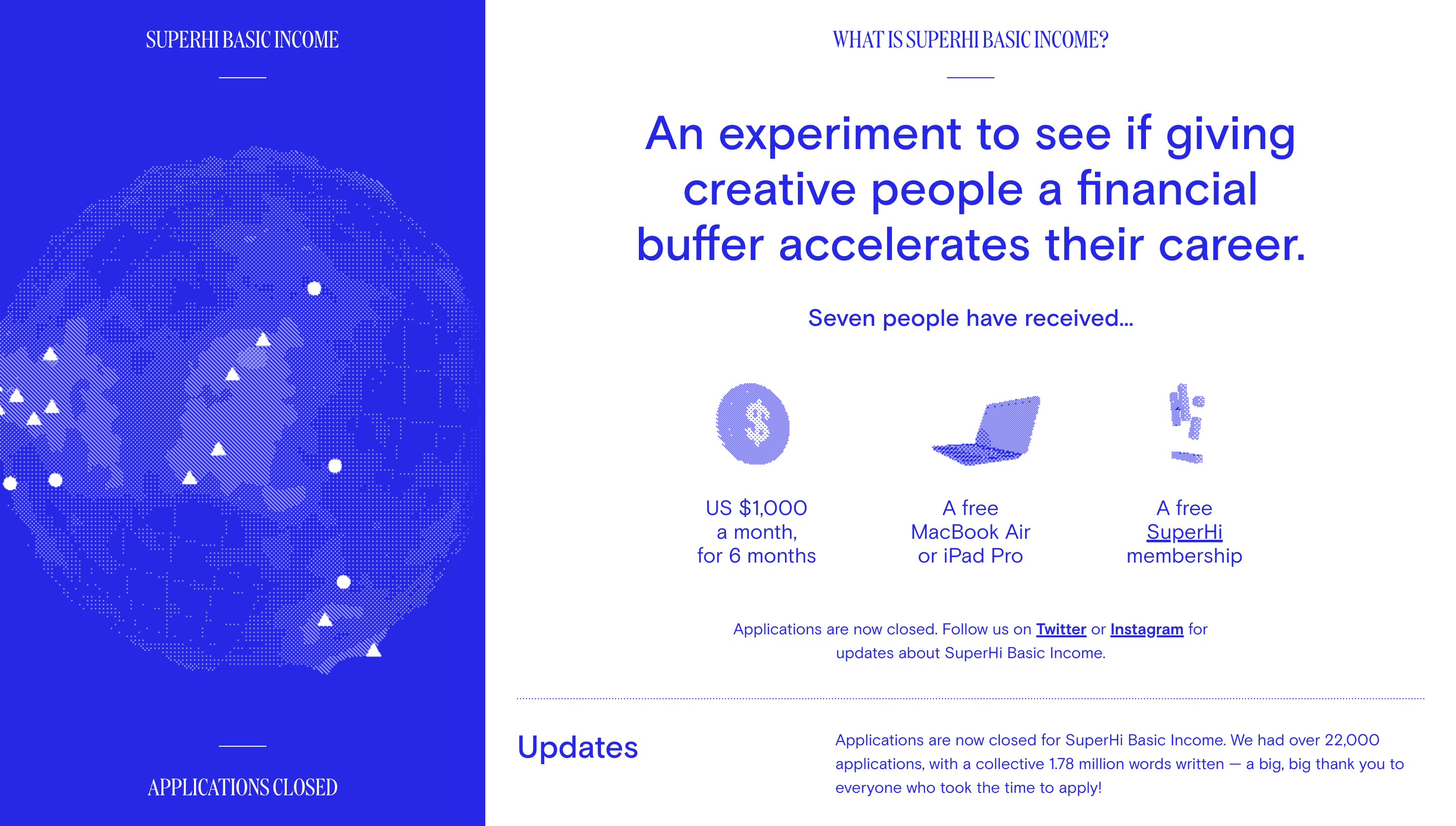 SuperHi Basic Income — Community, Education website design