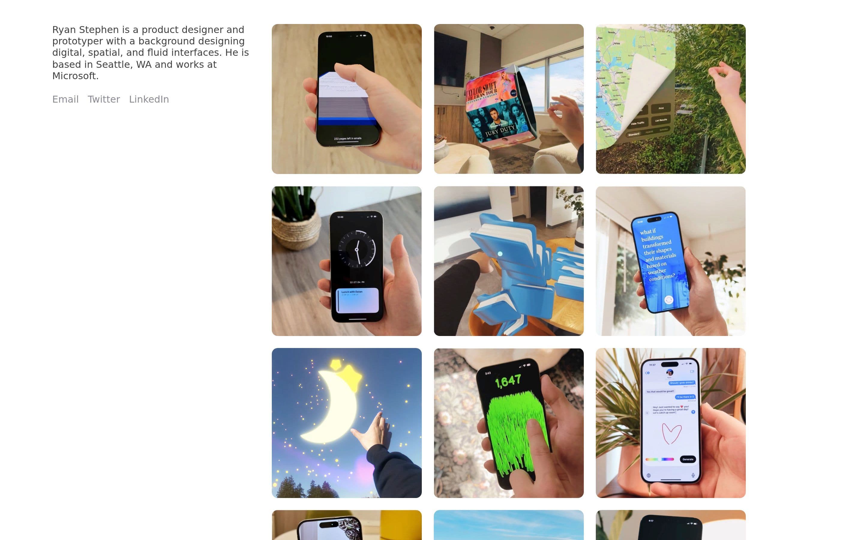 Ryan Stephen — Designer, Product website design