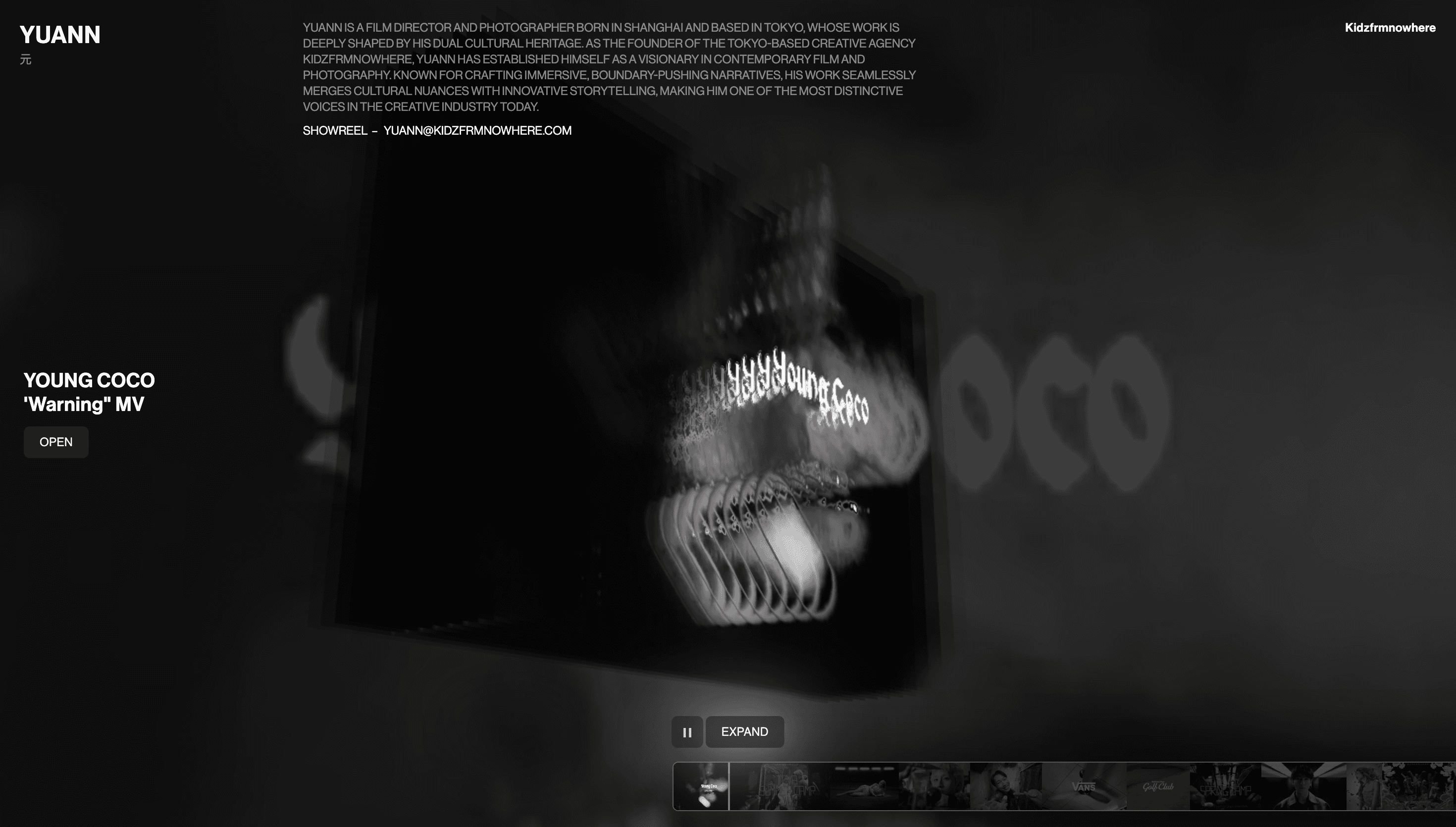 YUANN — Photographer, Entertainment website design