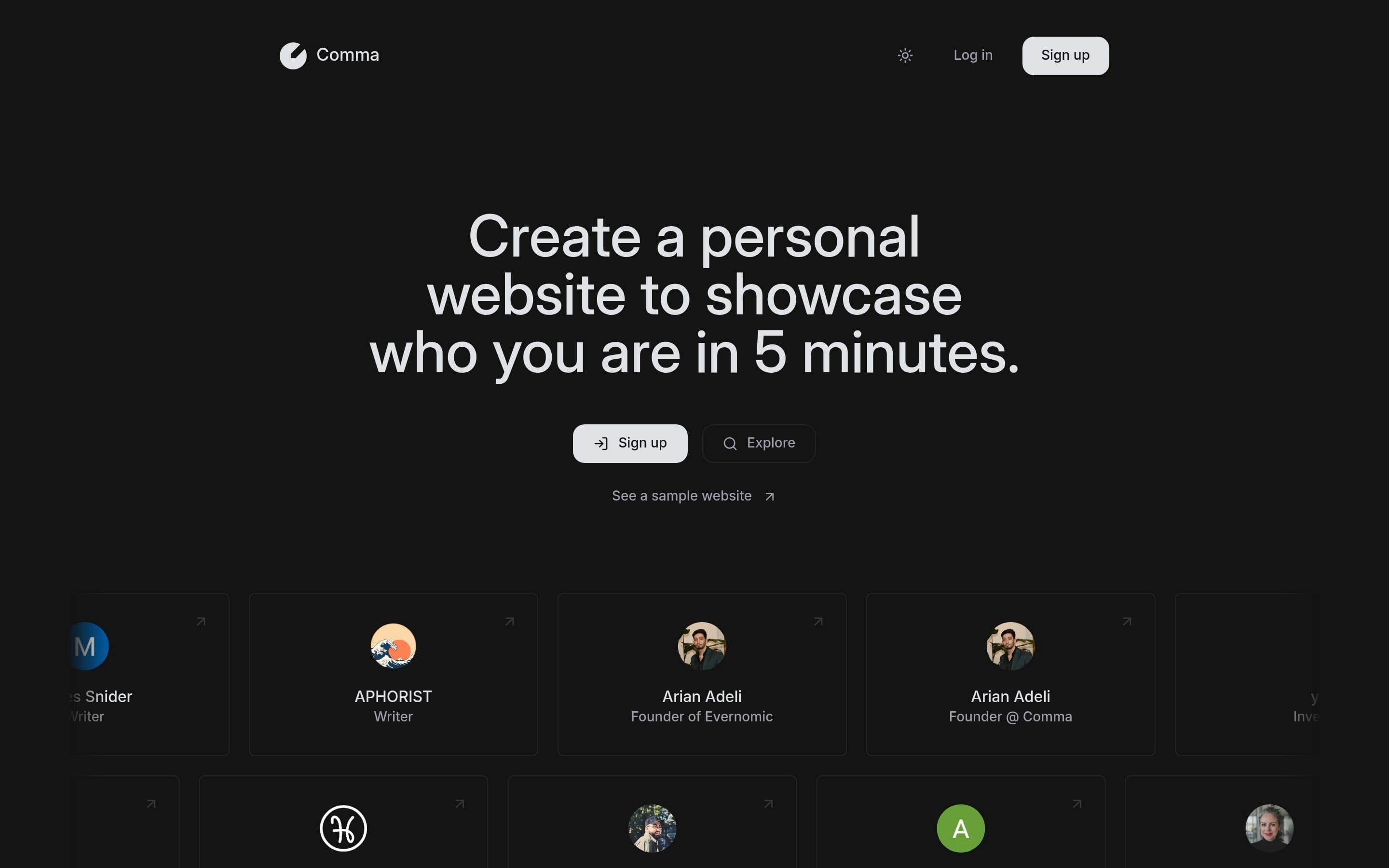 Comma — Clean, Minimal website design