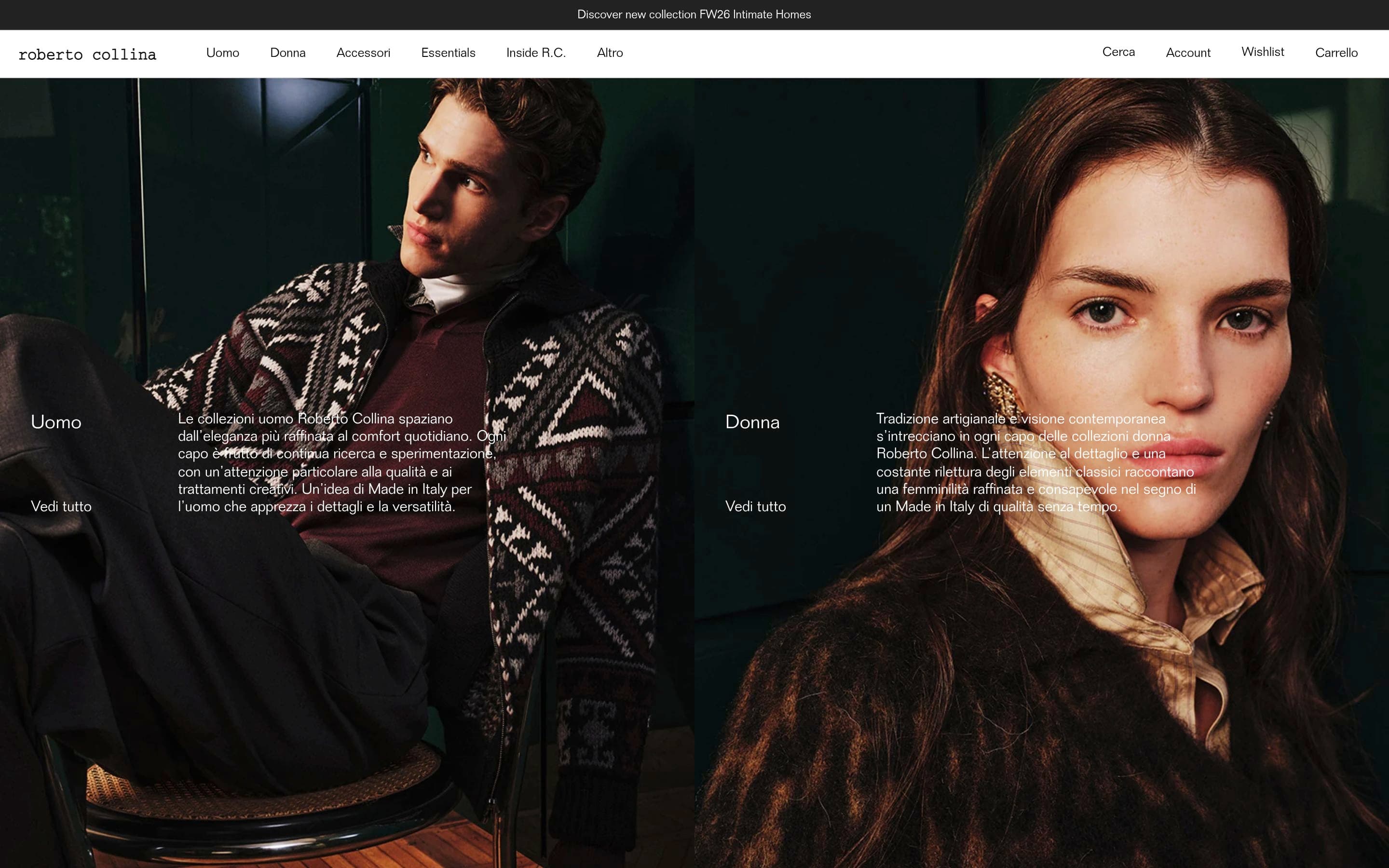 Roberto Collina — Fashion, E-commerce website design