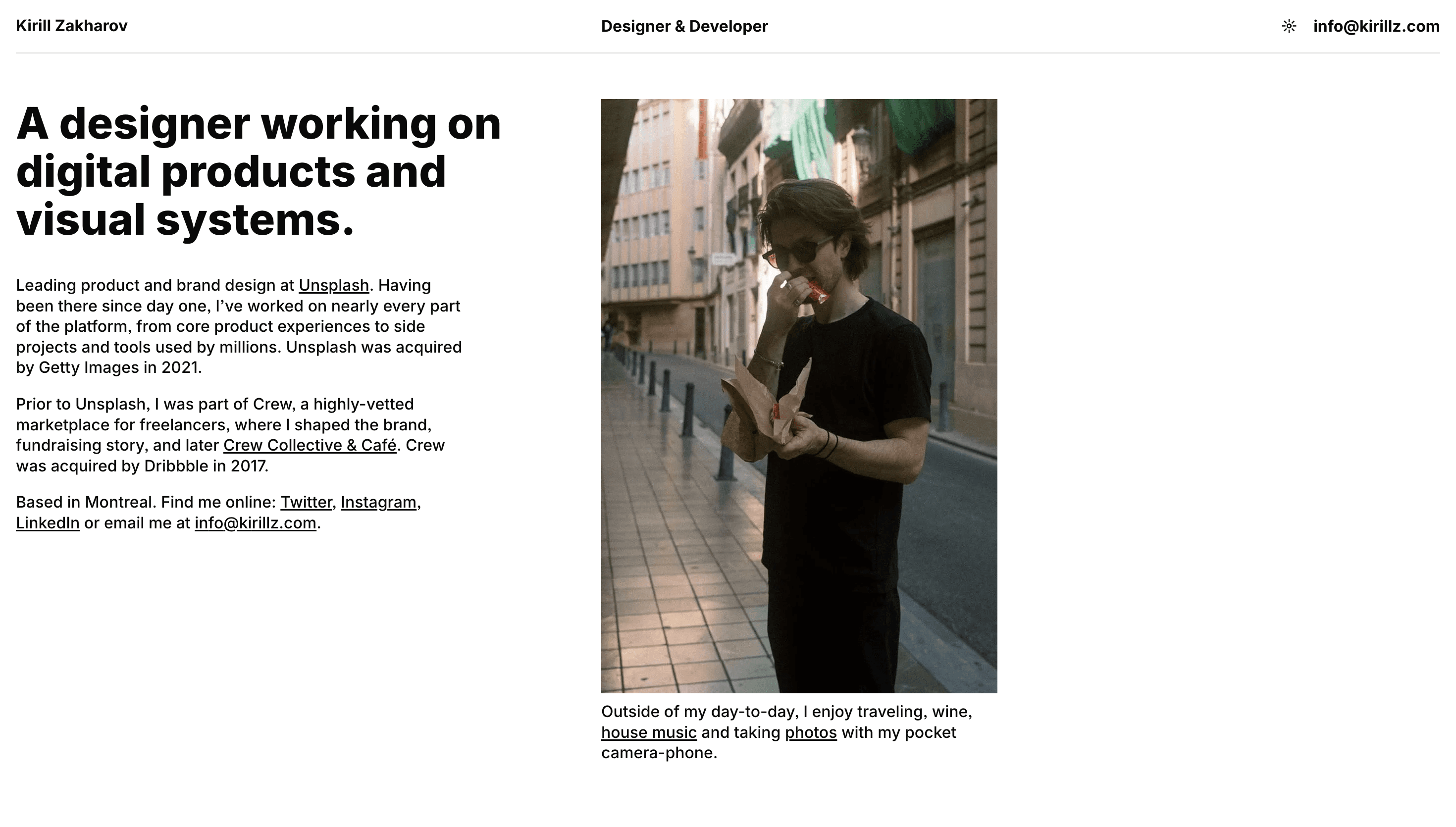 Kirill Zakharov — Designer, Developer website design