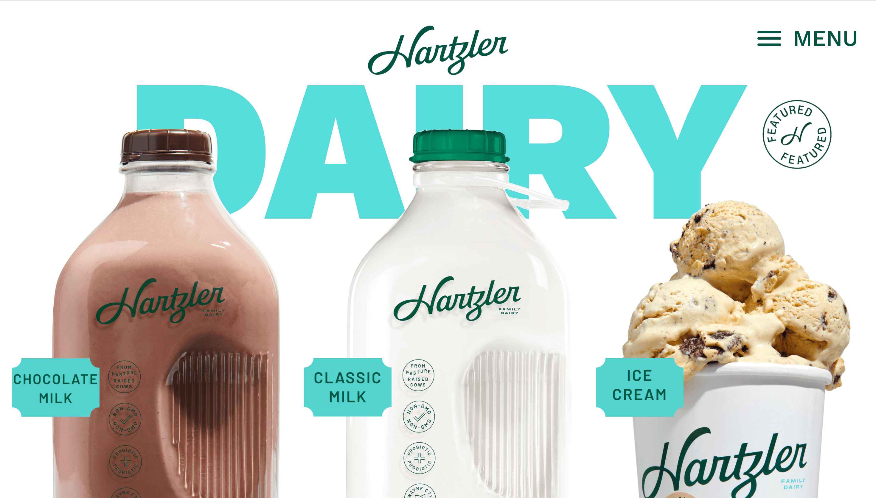Hartzler Family Dairy — Food, Corporate website design