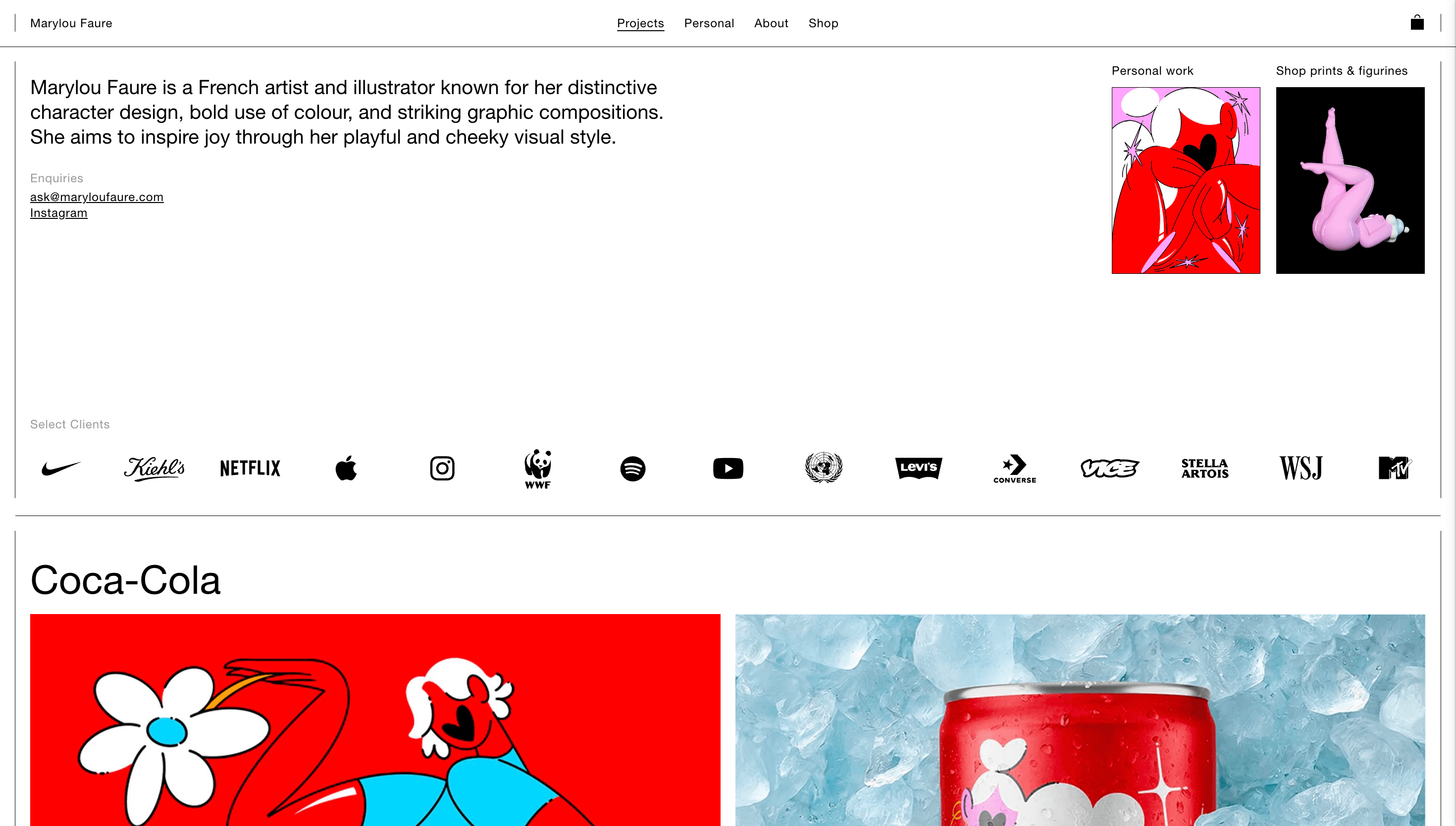 Marylou Faure — Art, Illustration website design