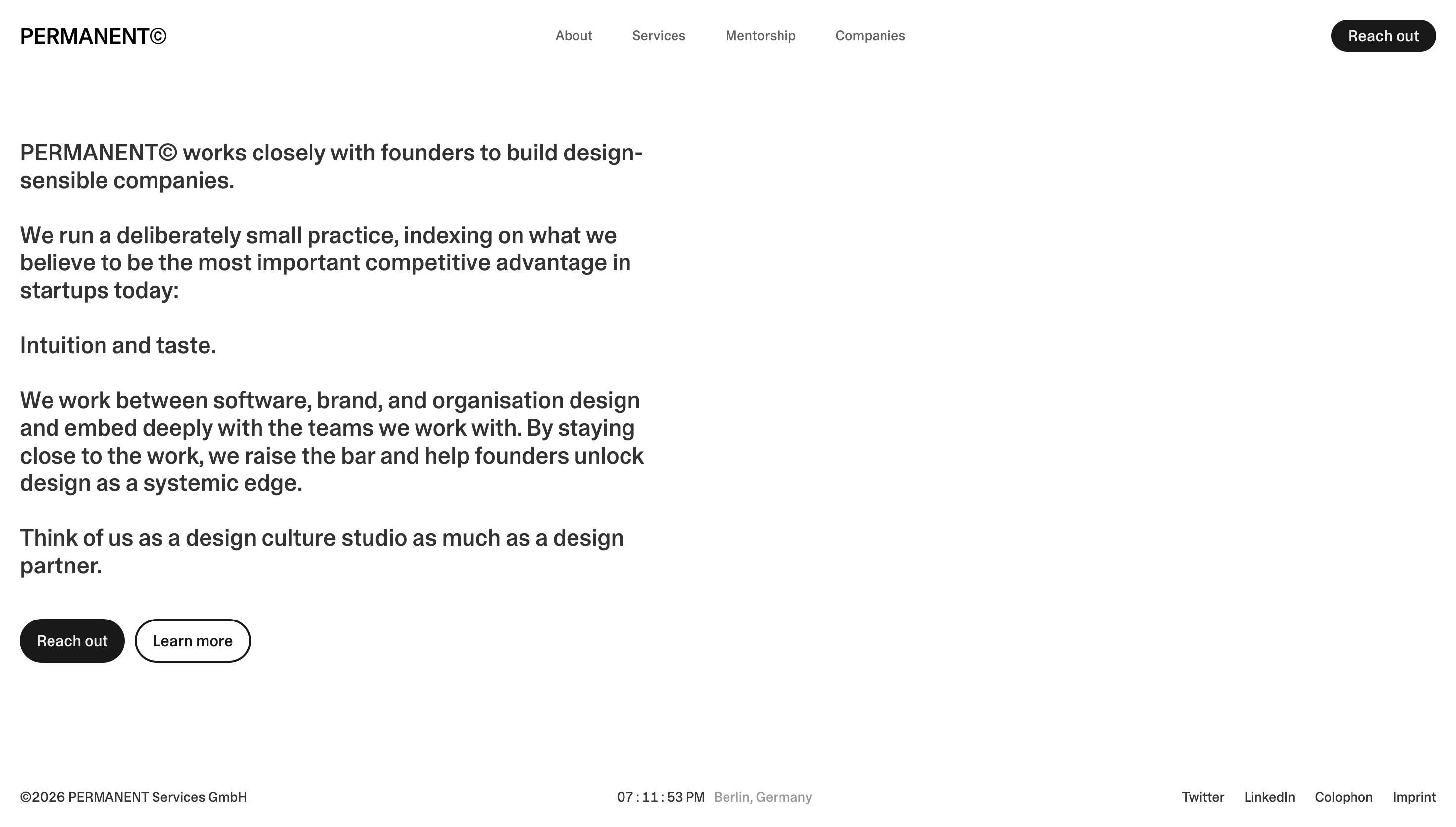 PERMANENT — Agency, Studio website design