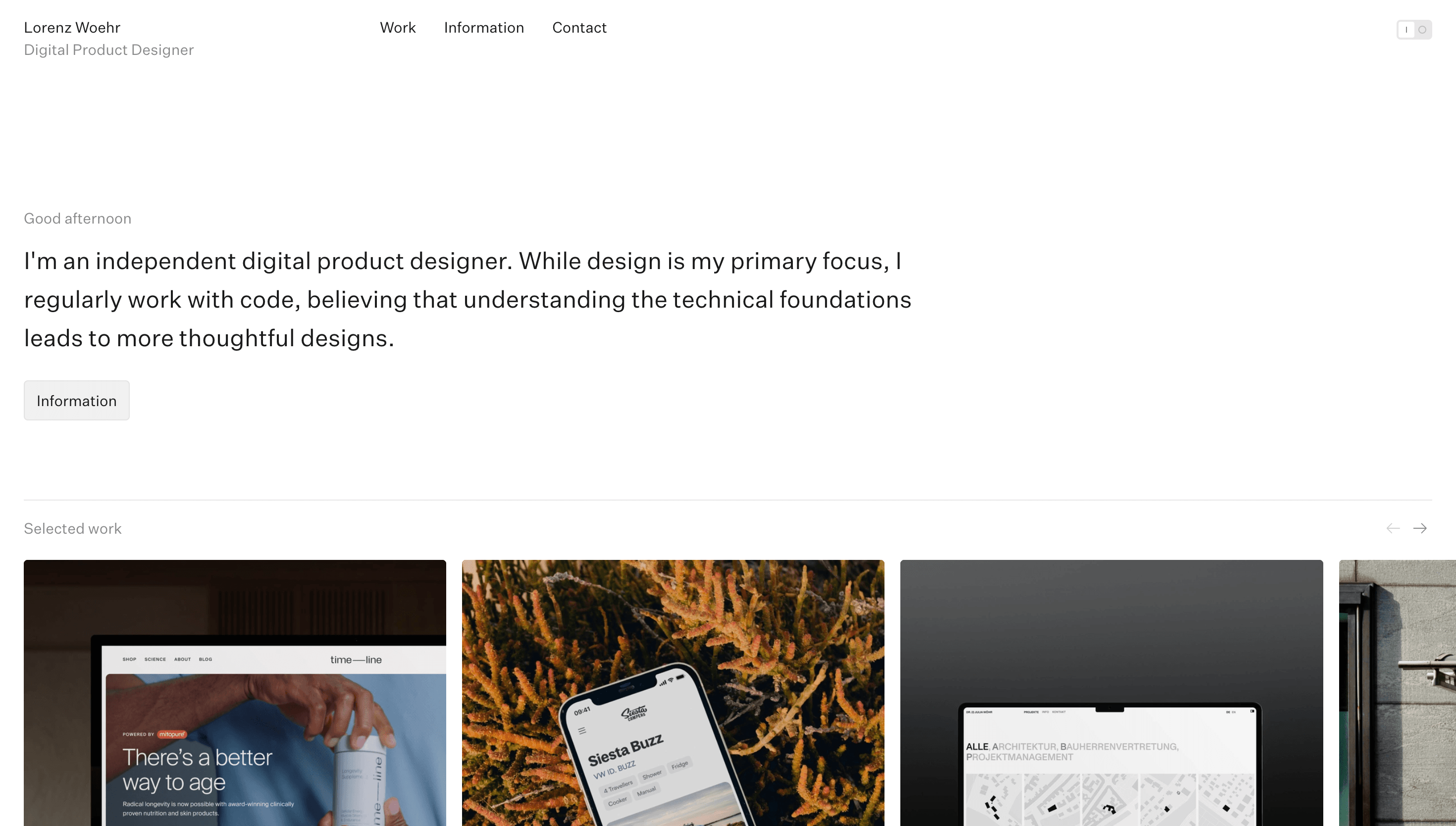 Lorenz Woehr — Designer, Portfolio website design
