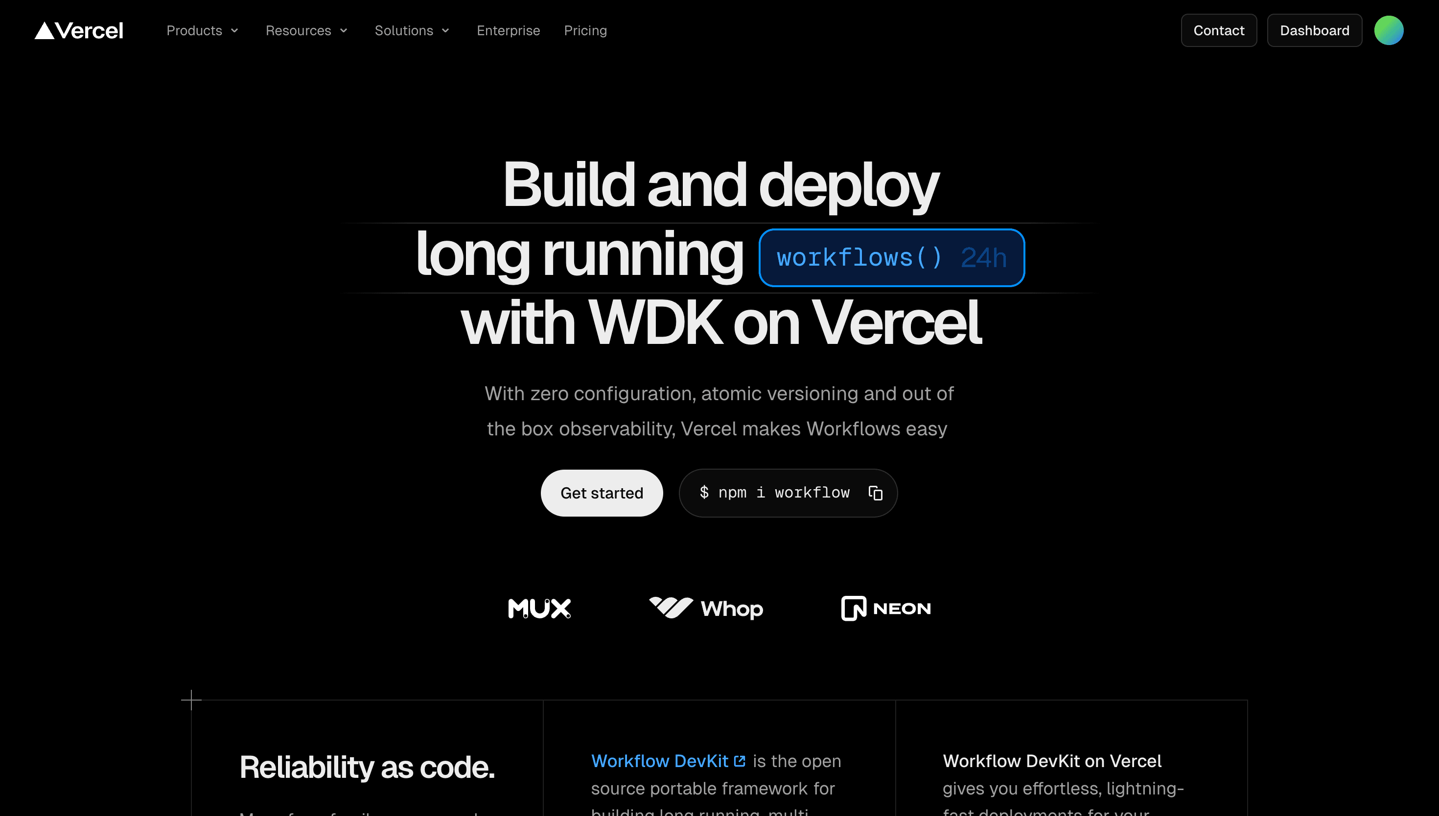 Vercel Workflow — Workflow, Vercel website design