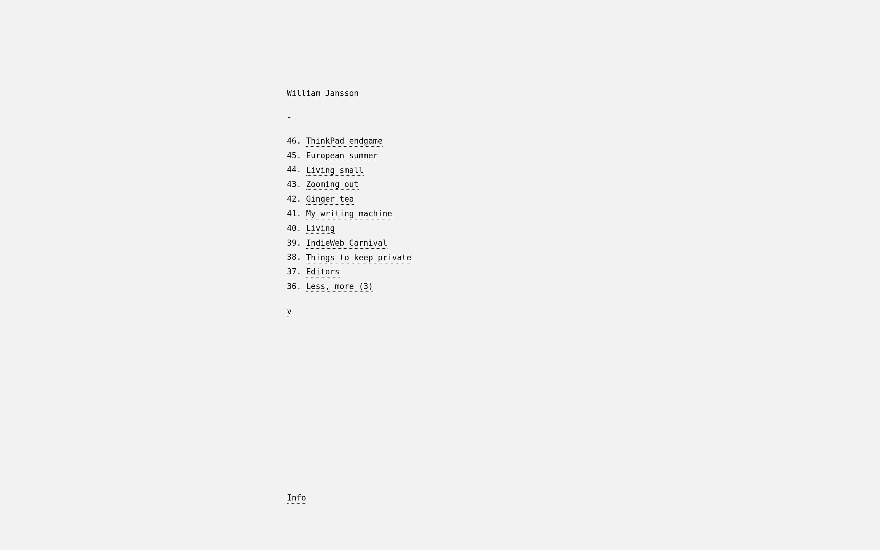 William Jansson — Personal, Minimal website design