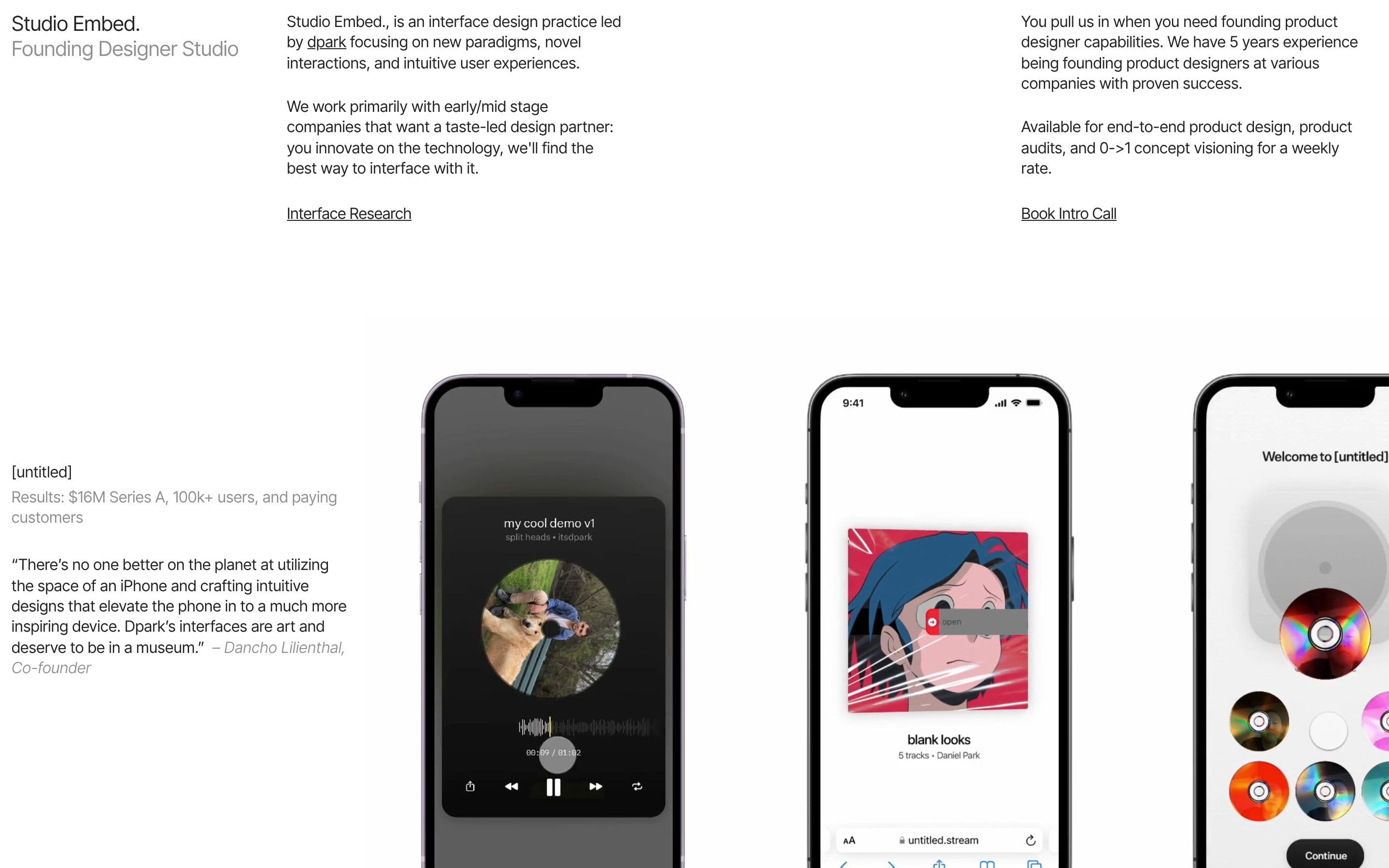 Studio Embed — Studio, Agency website design