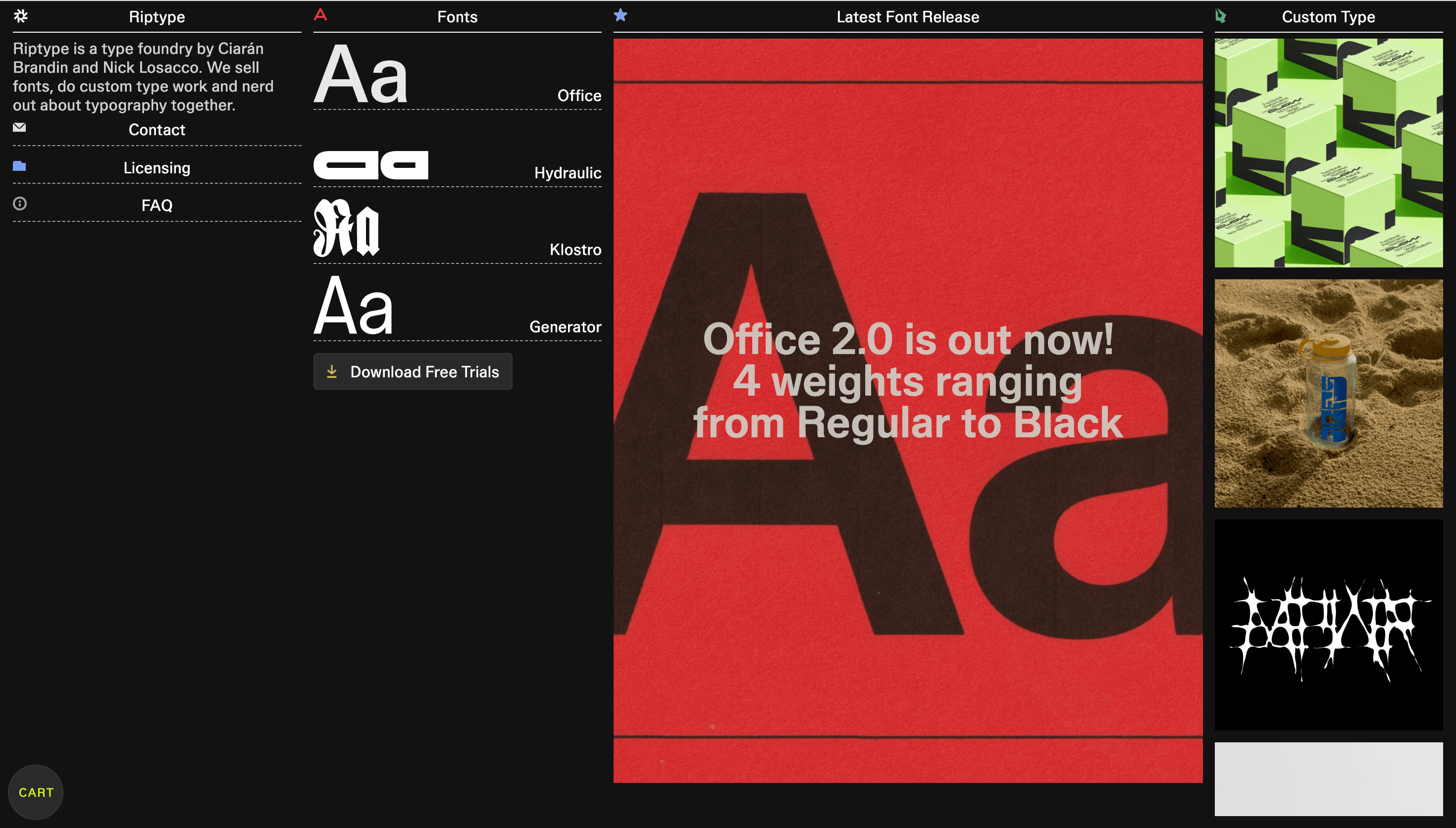 Riptype Foundry — Fonts, Typography website design