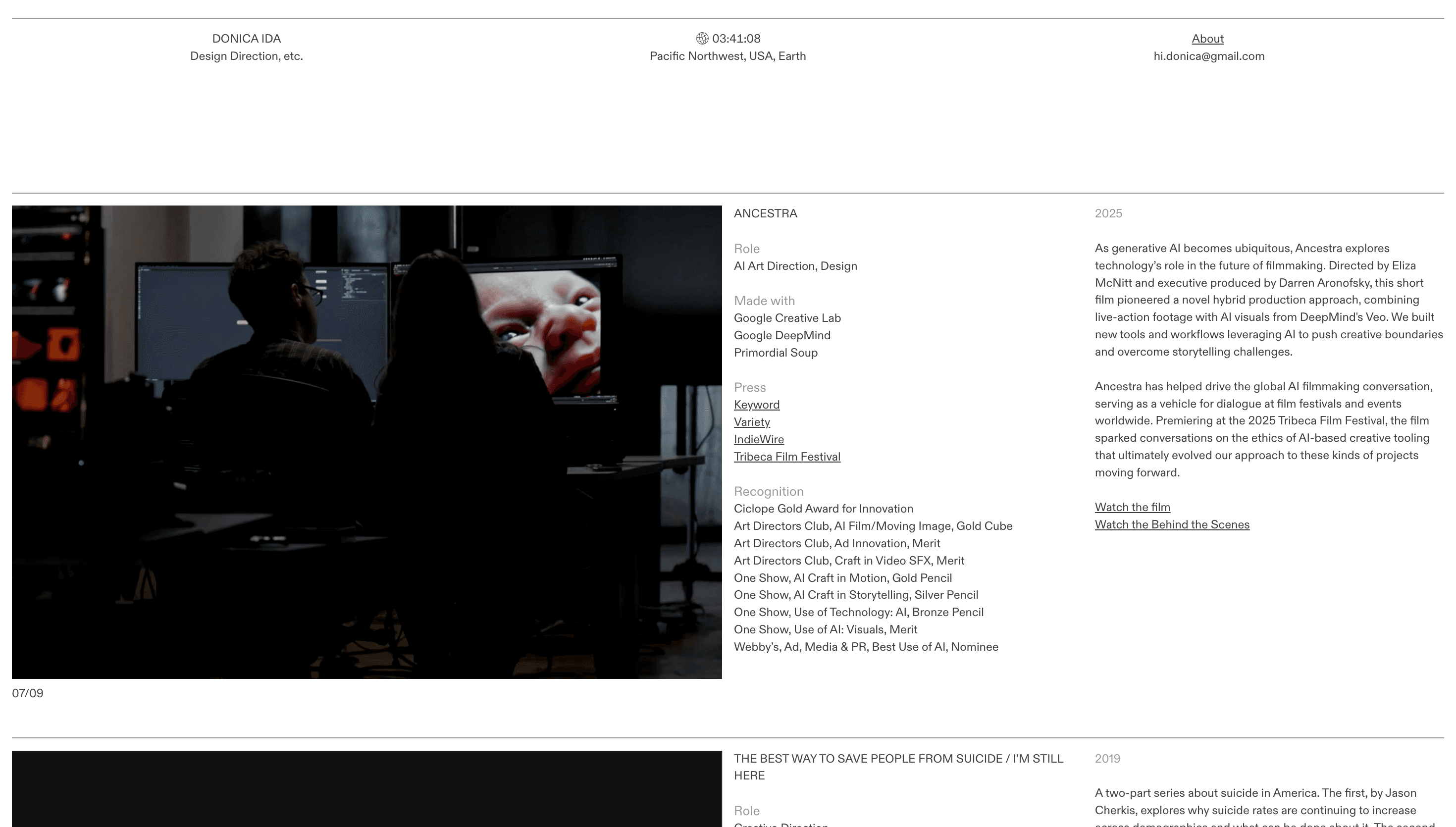 Donica Ida Design — Designer, Portfolio website design