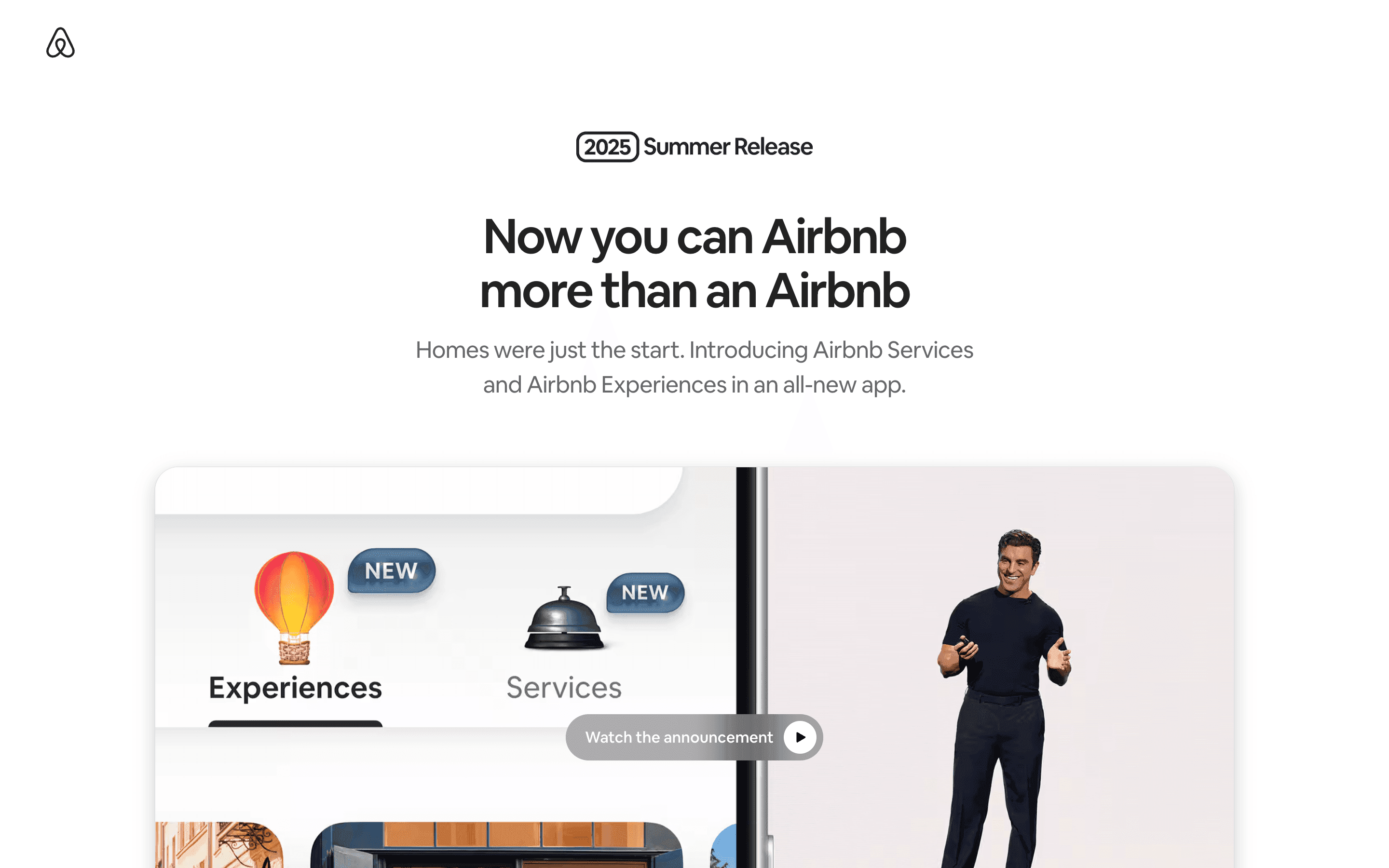 Airbnb — 2025 Summer Release — Launch, Minimal website design