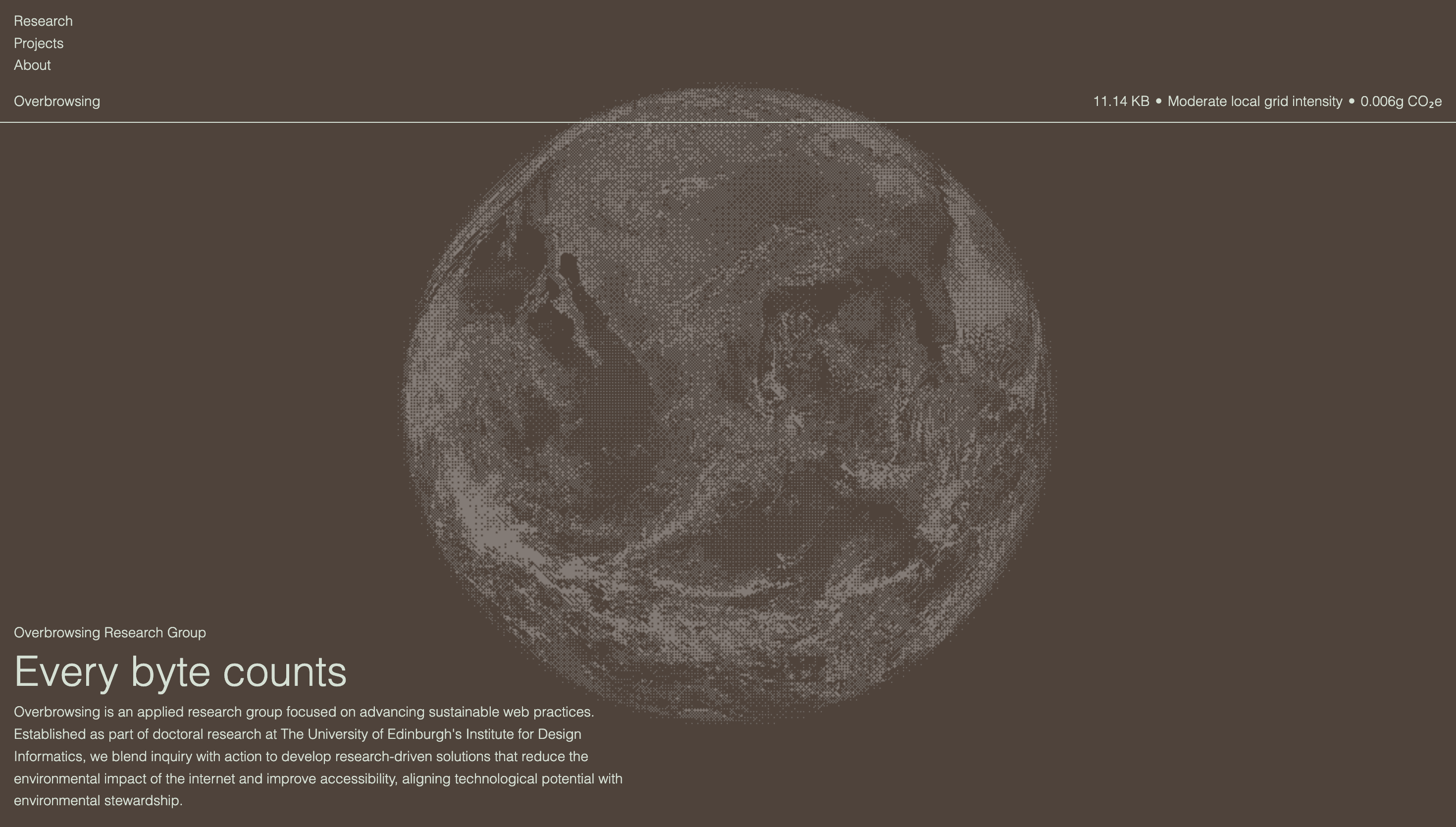 Overbrowsing — Sustainability, Climate website design