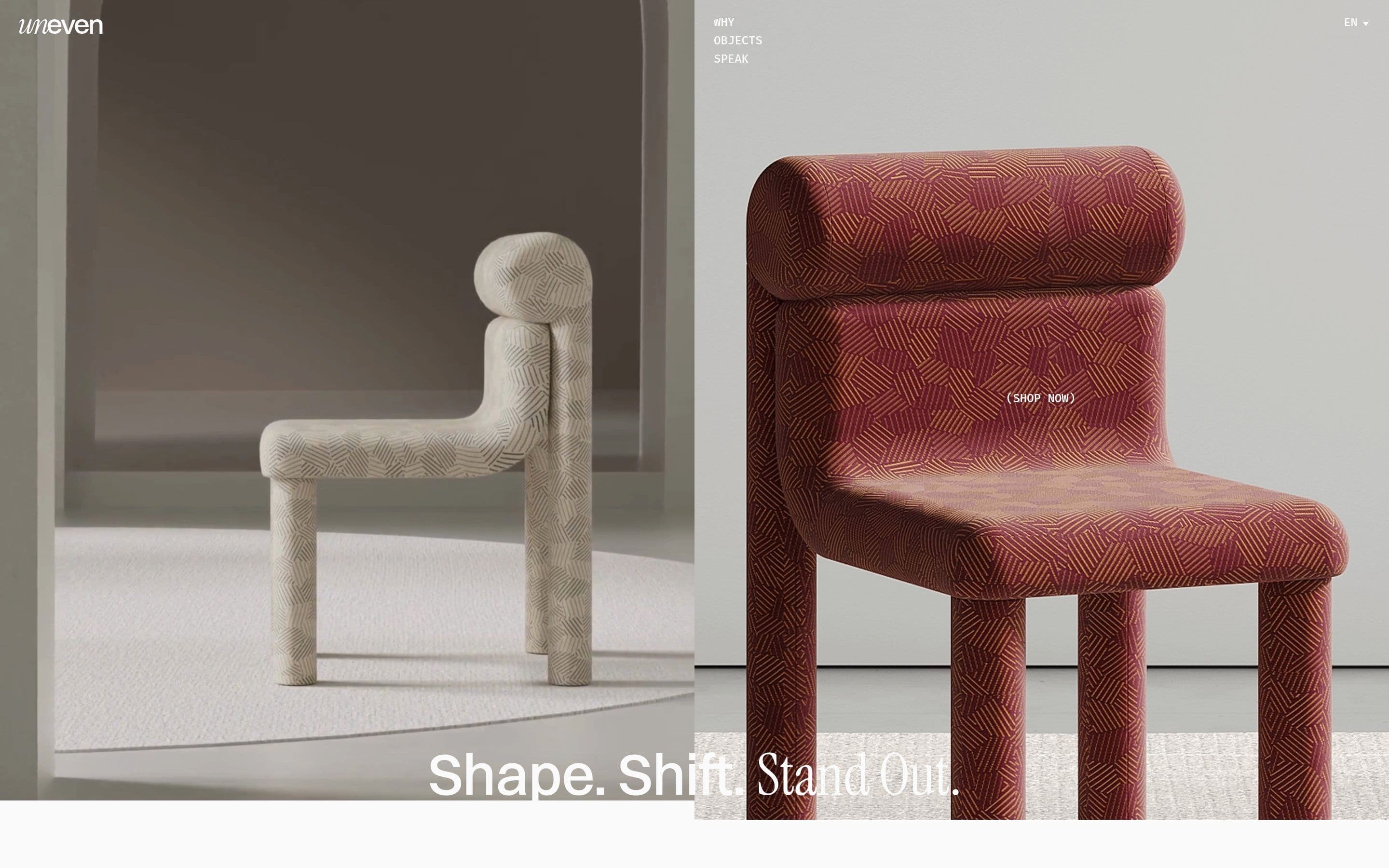 Uneven Objects — Bold, Elegant website design