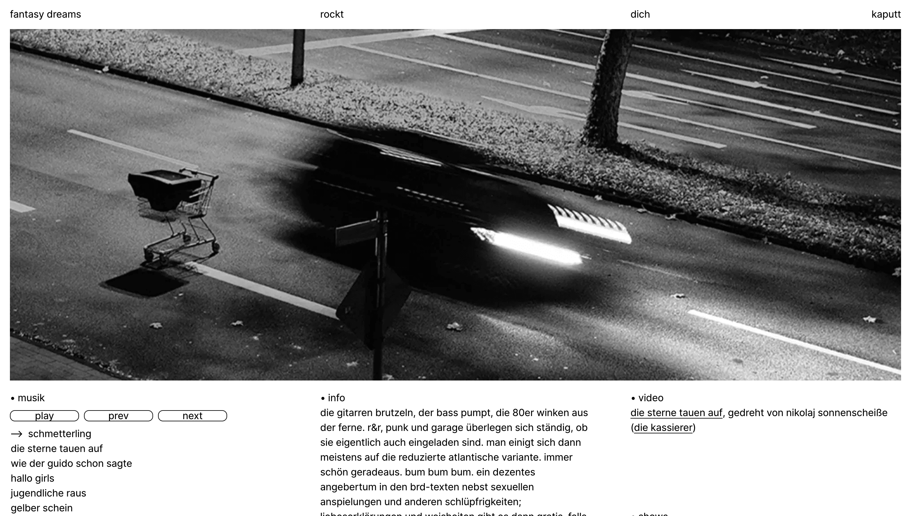 Fantasy Dreams — Music, Entertainment website design