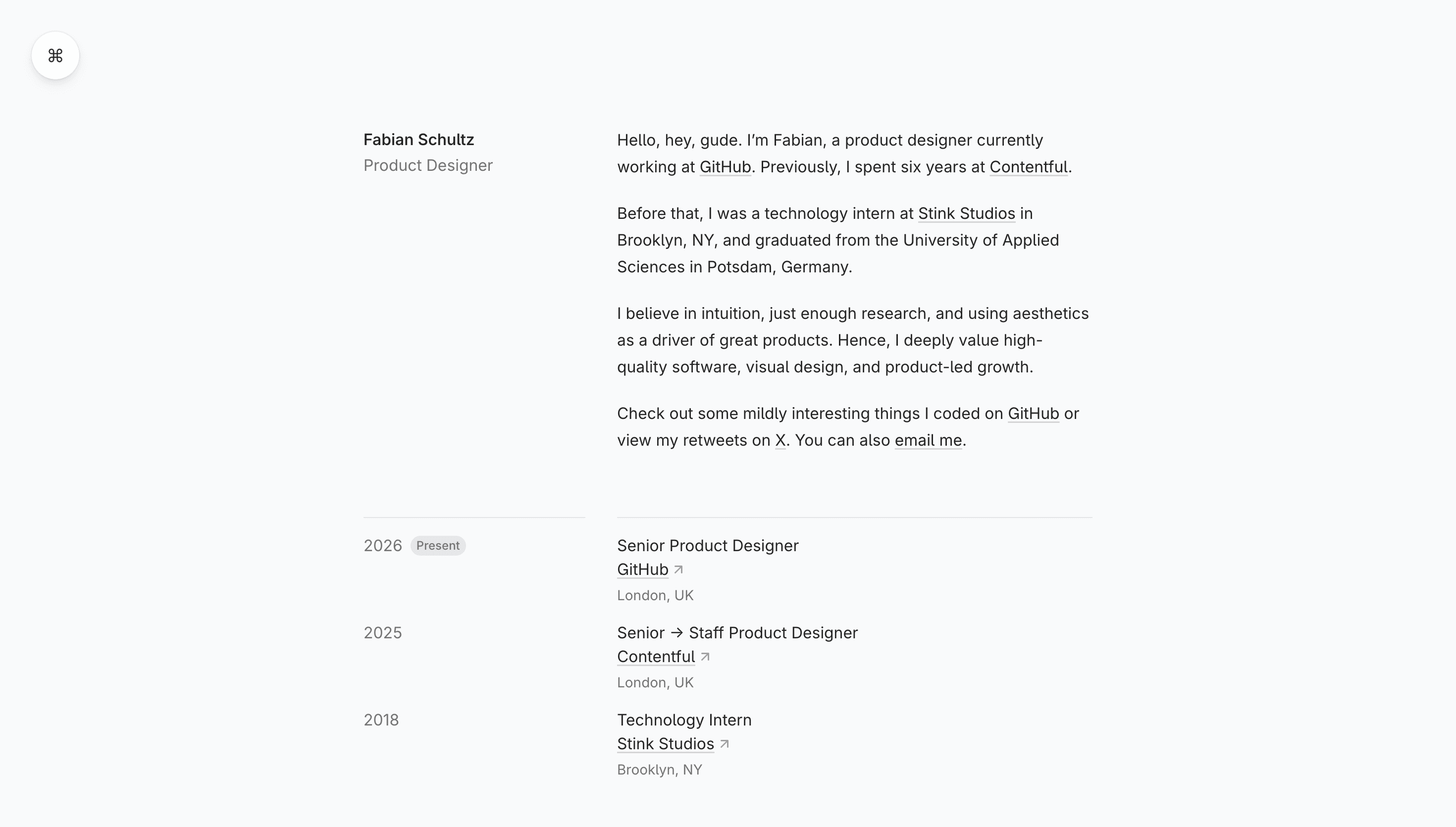 Fabian Schultz — Designer, Portfolio website design