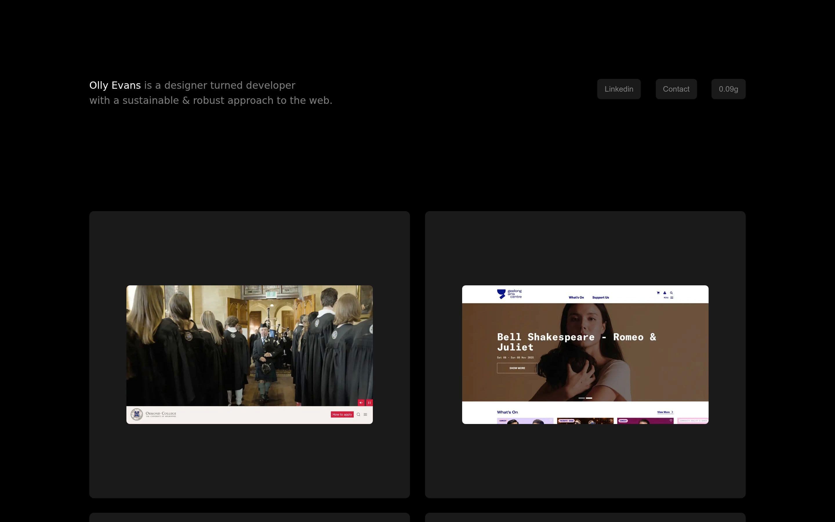 Olly Evans — Designer, Developer website design
