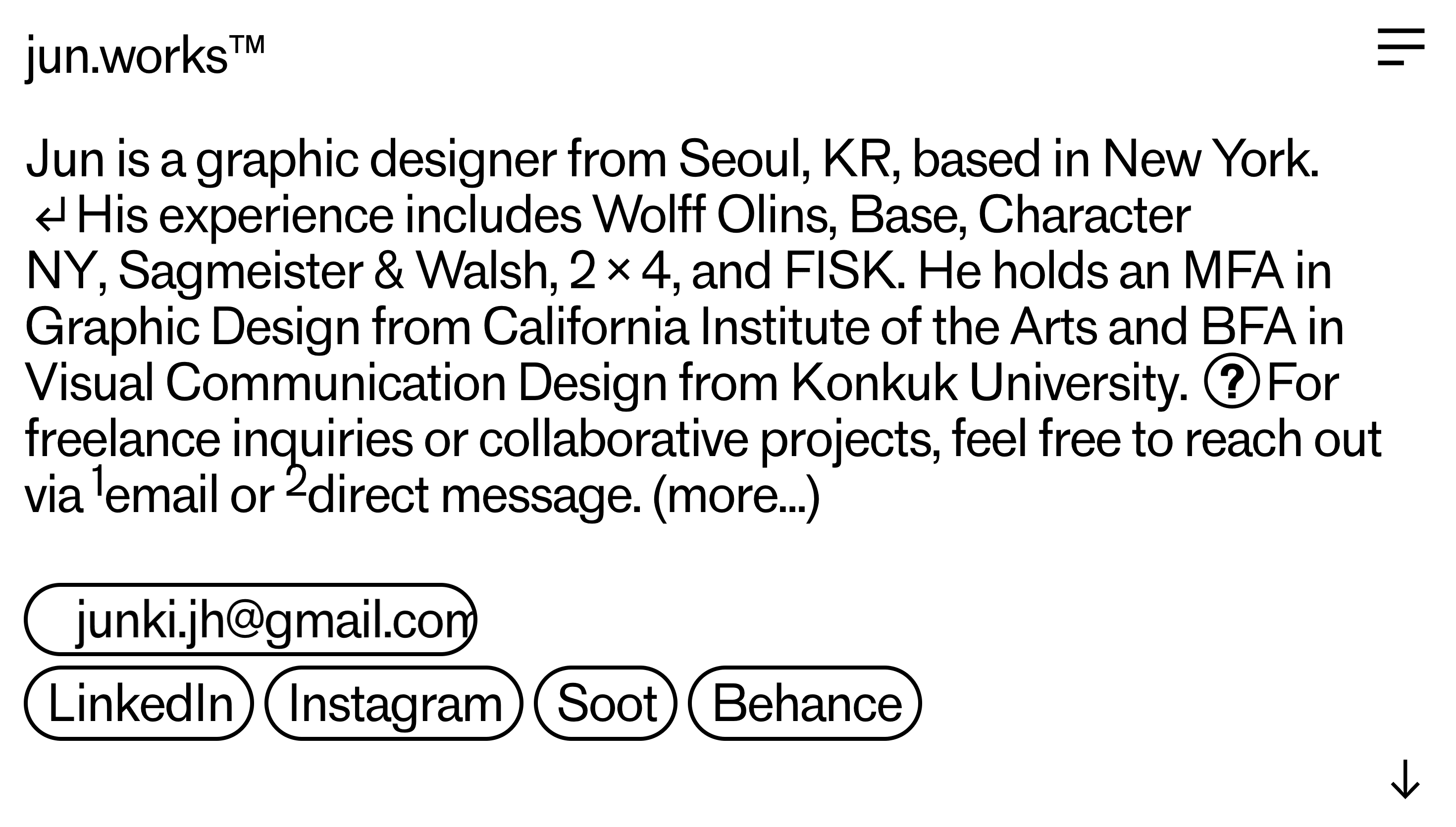 jun.works — Designer, Portfolio website design