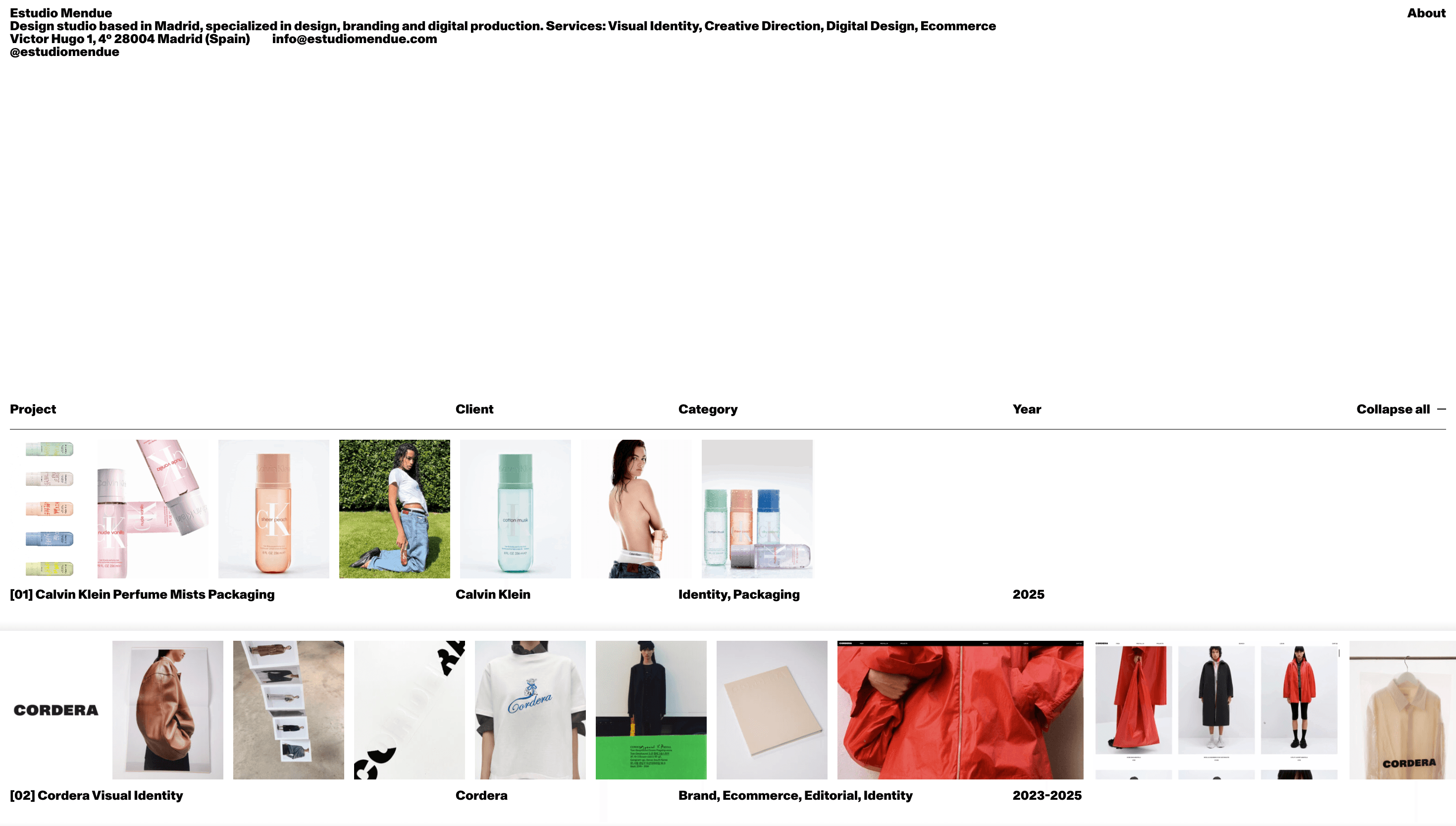 Estudio Mendue — Agency, Studio website design