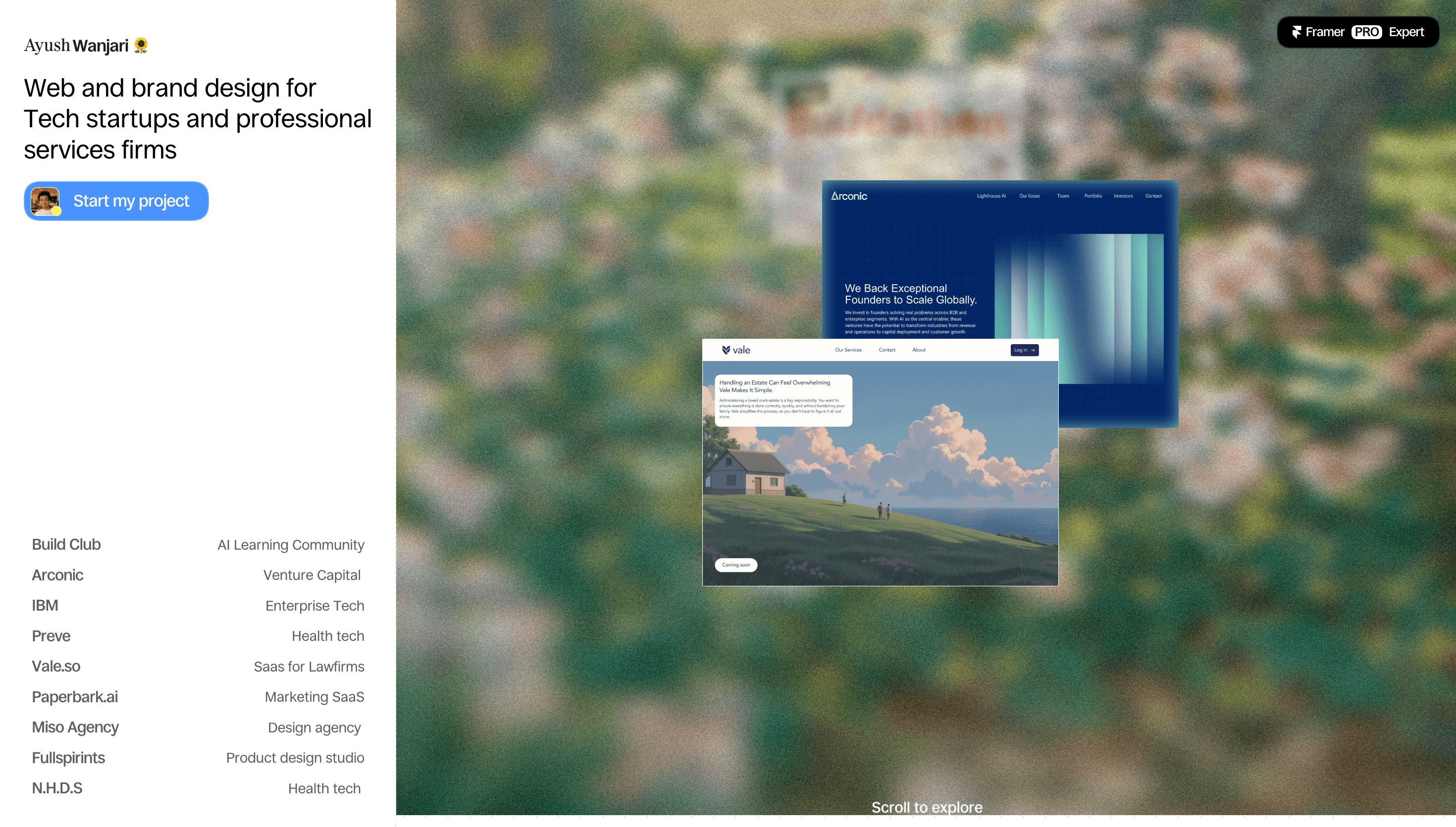 Ayush Wanjari — Designer, Tech website design